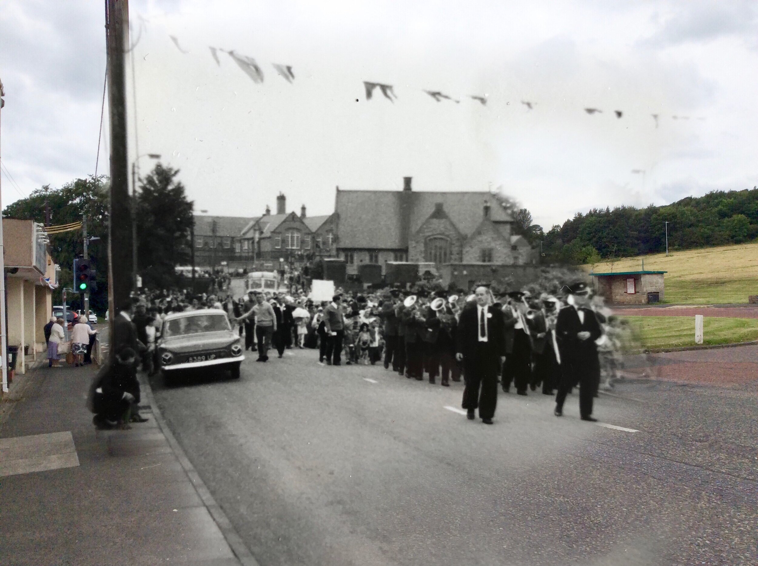 Combined old and new image if Derwent street in Chopwell