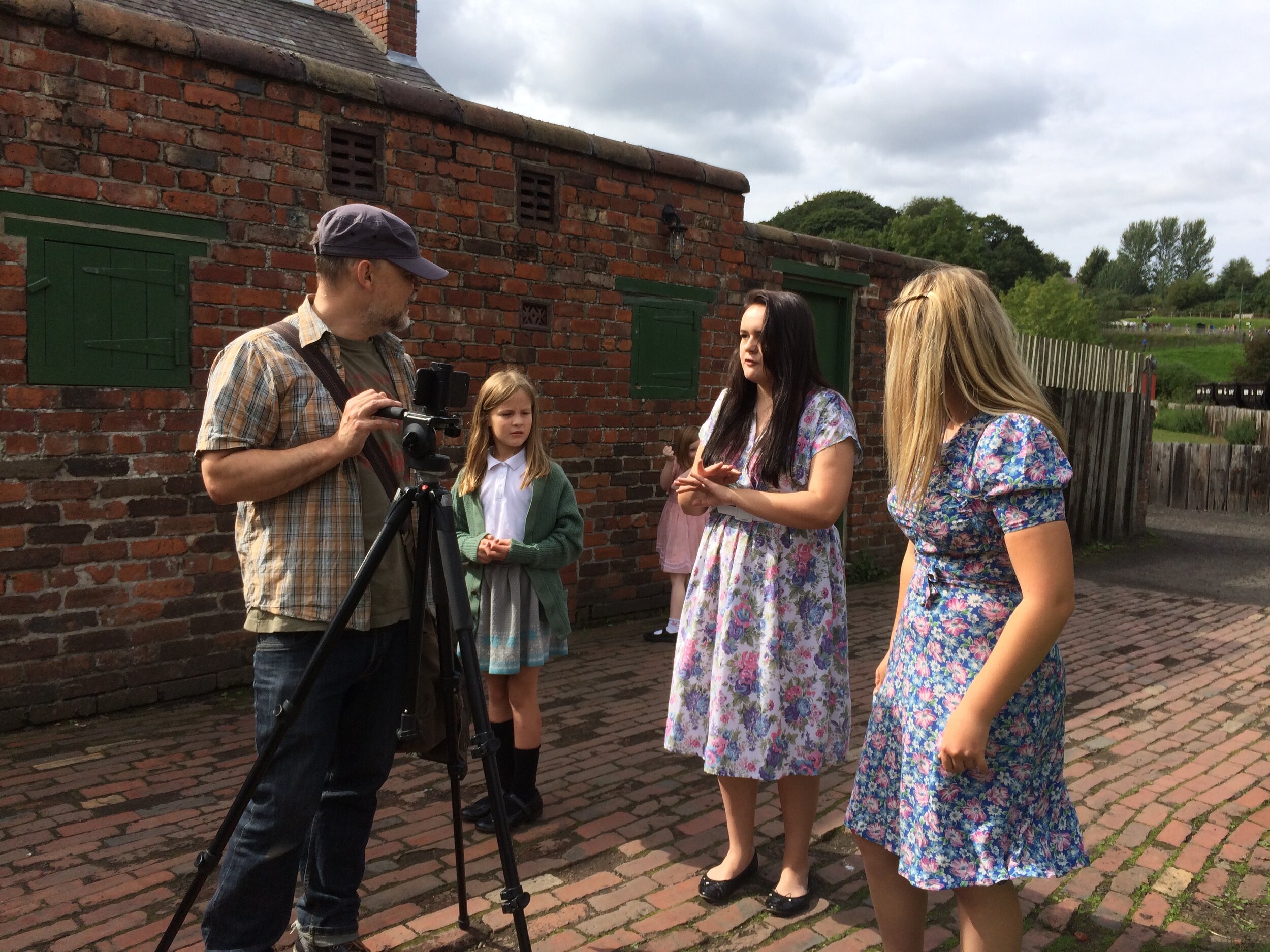 Another group of young people filming at Beamish