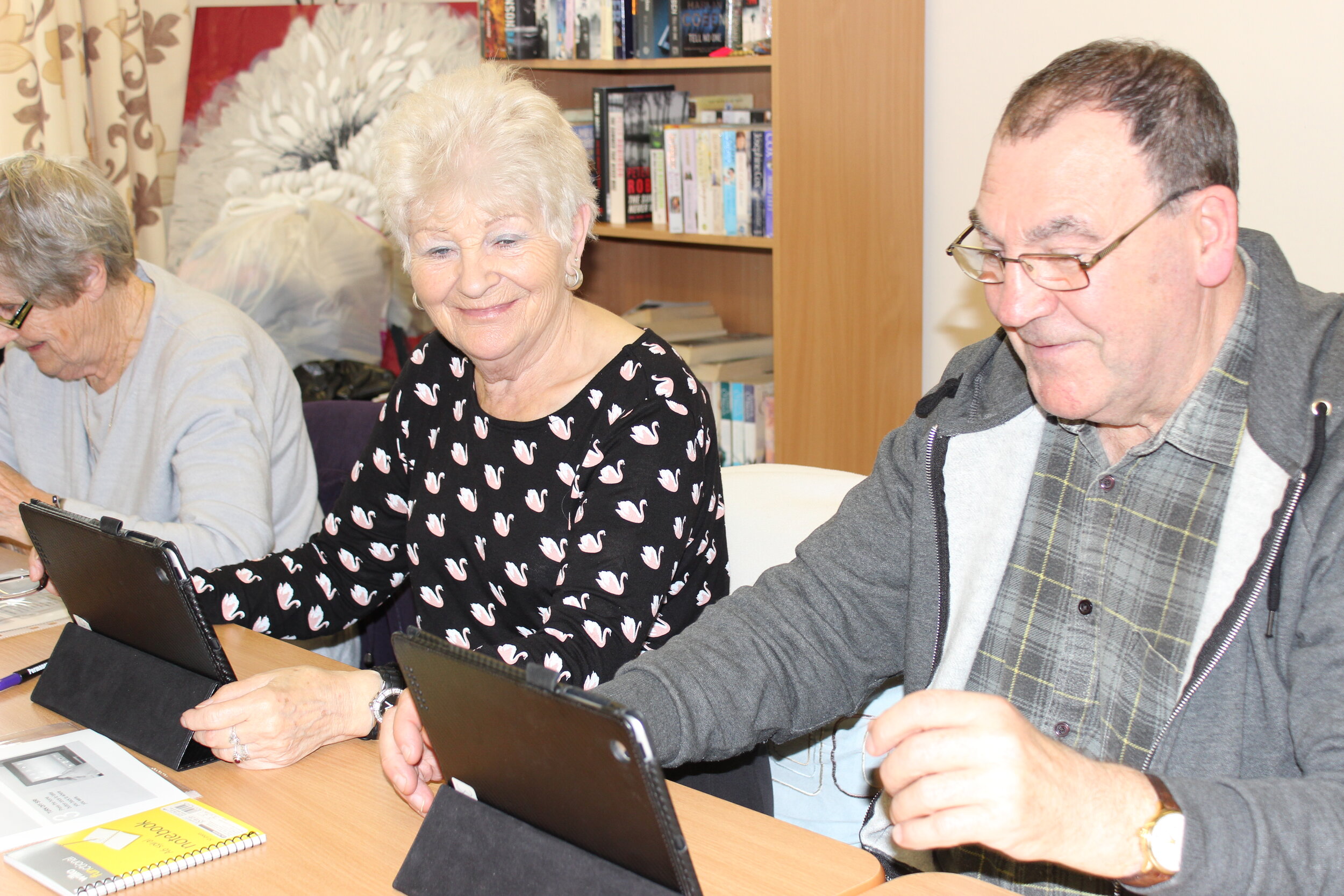 A group of participants using the ipads 