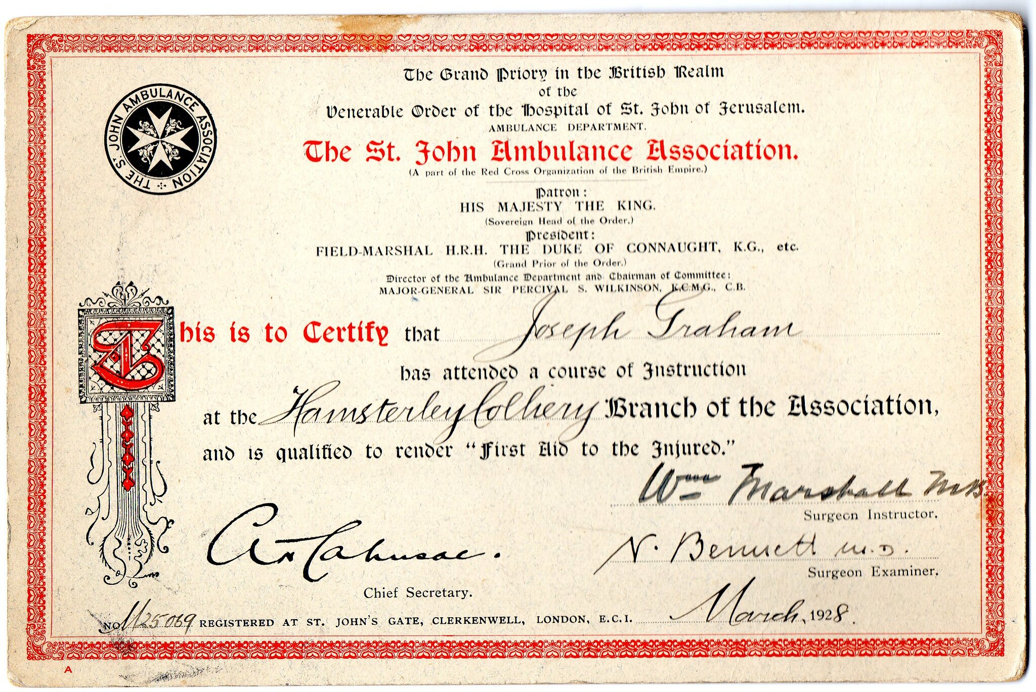 Dad's St John Ambulance Certificate