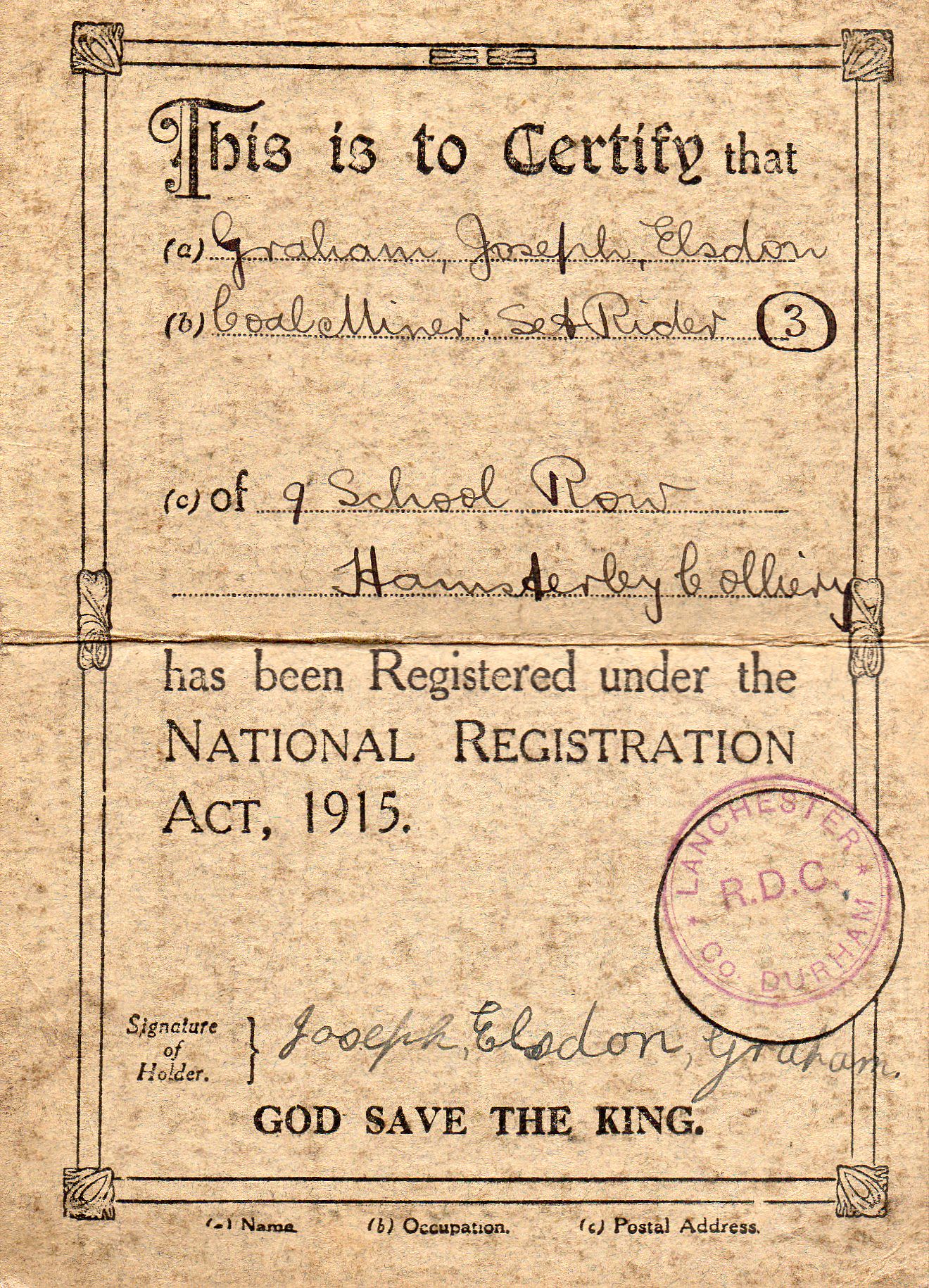 Dad's 1915 certificate