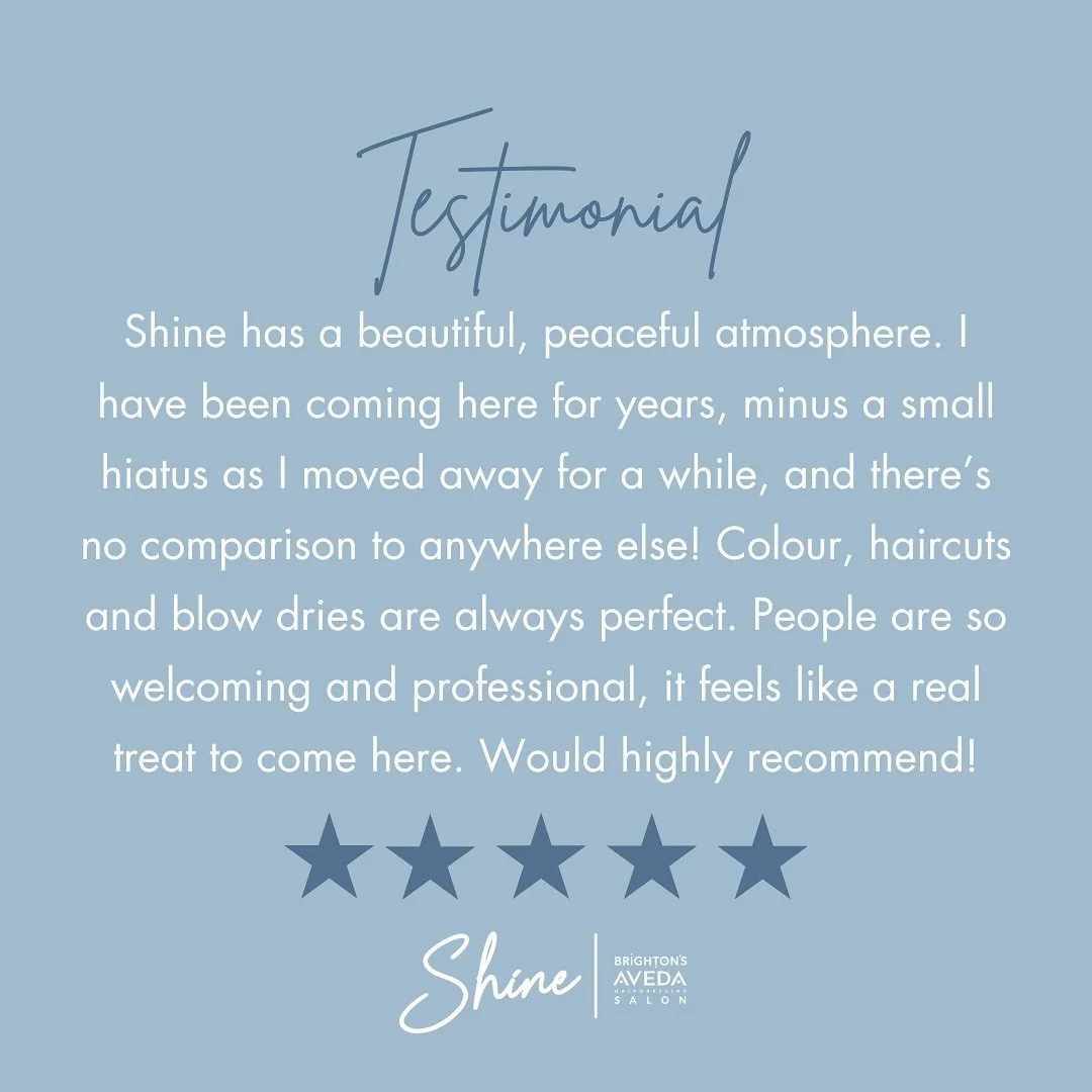 &lsquo;There&rsquo;s no comparison to anywhere else&rsquo; 😊

Loved this review and hearing that a visit to Shine feels like a treat - that&rsquo;s exactly what we aim for 💙

#SalonExperience #BrightonHairdresser #BrightonHairSalon #ShineHairBright