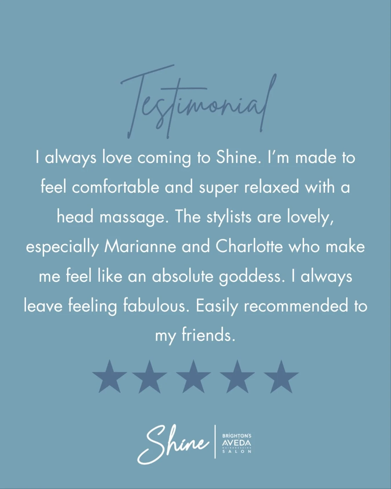 If you leave us feeling like a goddess (or god! 😉), then we know we&rsquo;ve done our job! 

#BrightonHairdresser #BrightonSalon #AvedaBrighton #AvedaSalon #BrightonHair #ShineHairBrighton