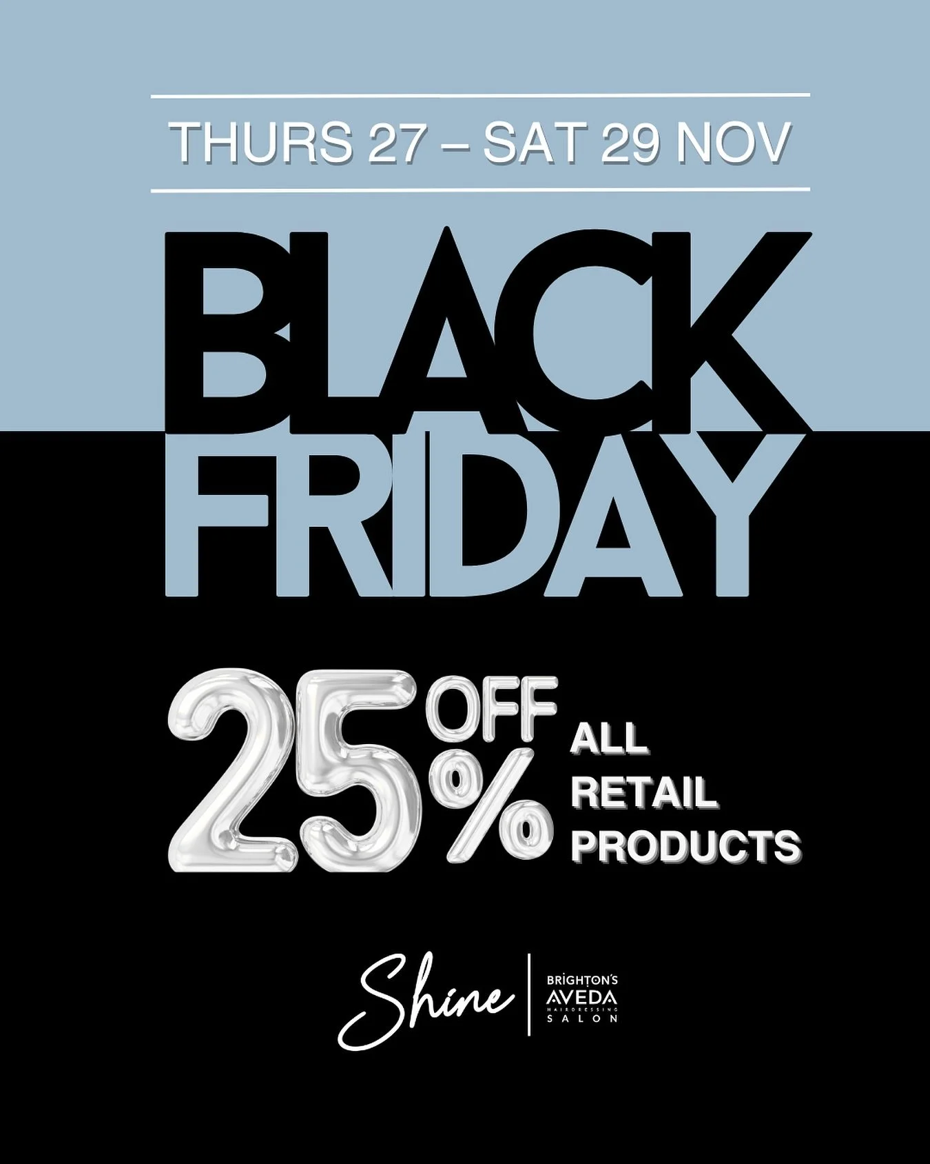 Our Black Friday treat has landed&hellip; ✨

Enjoy 25% off every product in the salon from Thursday 27&ndash; Saturday 29 November.

From Aveda essentials and Glowwa supplements to our award-winning @shineshampoobars and even Aveda Christmas Gift Set