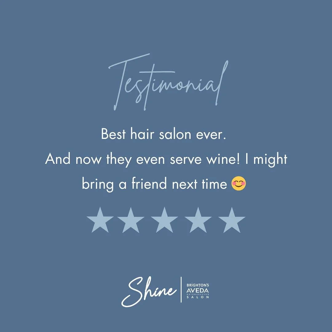 Can we tempt you with a cheeky glass of wine next time you&rsquo;re in? 🍾🍷 Thanks for the lovely review! 

#BrightonHairSalon #BrightonHairdresser #AvedaBrighton #AvedaSalon #ShineHairBrighton