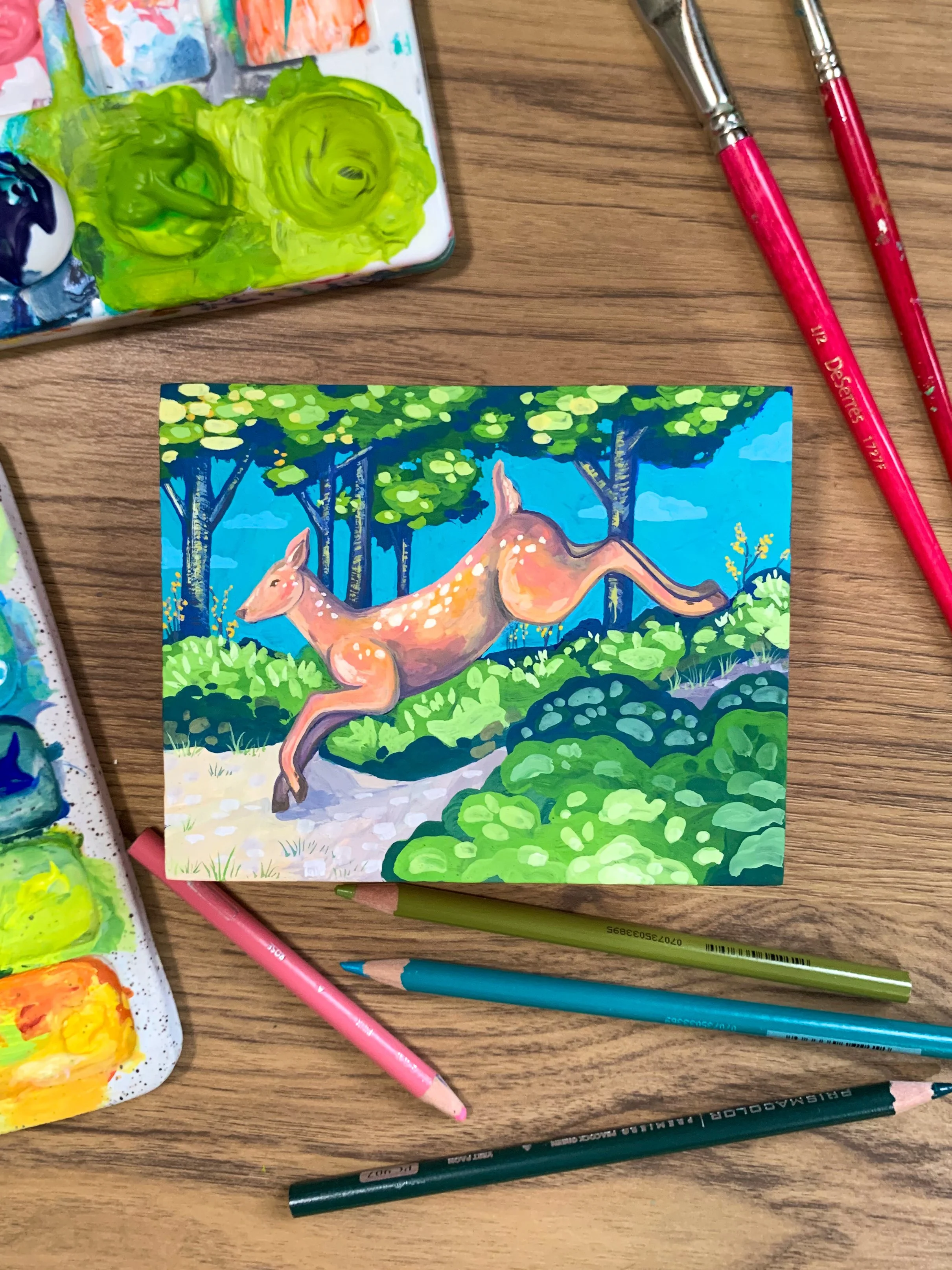 Through the Trees - Gouache on wood | 4" x 5".jpeg