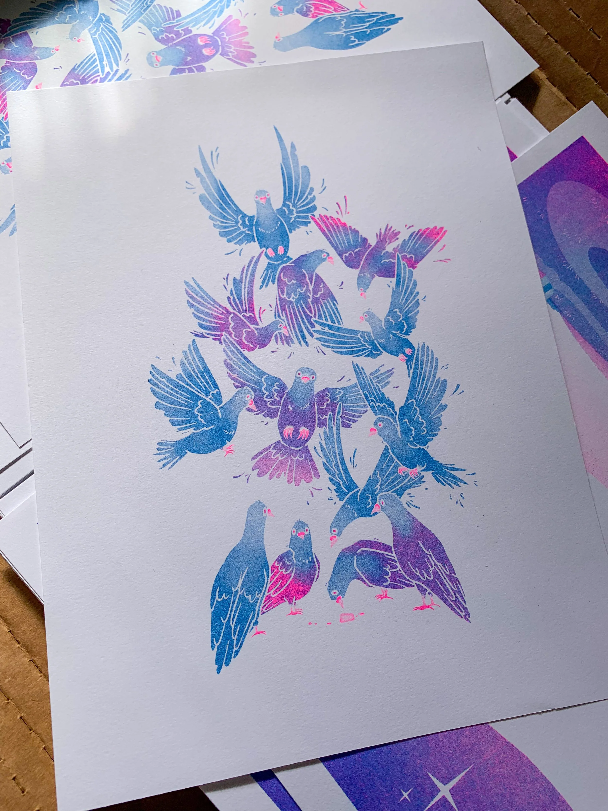 Pigeon Pile Risograph Print