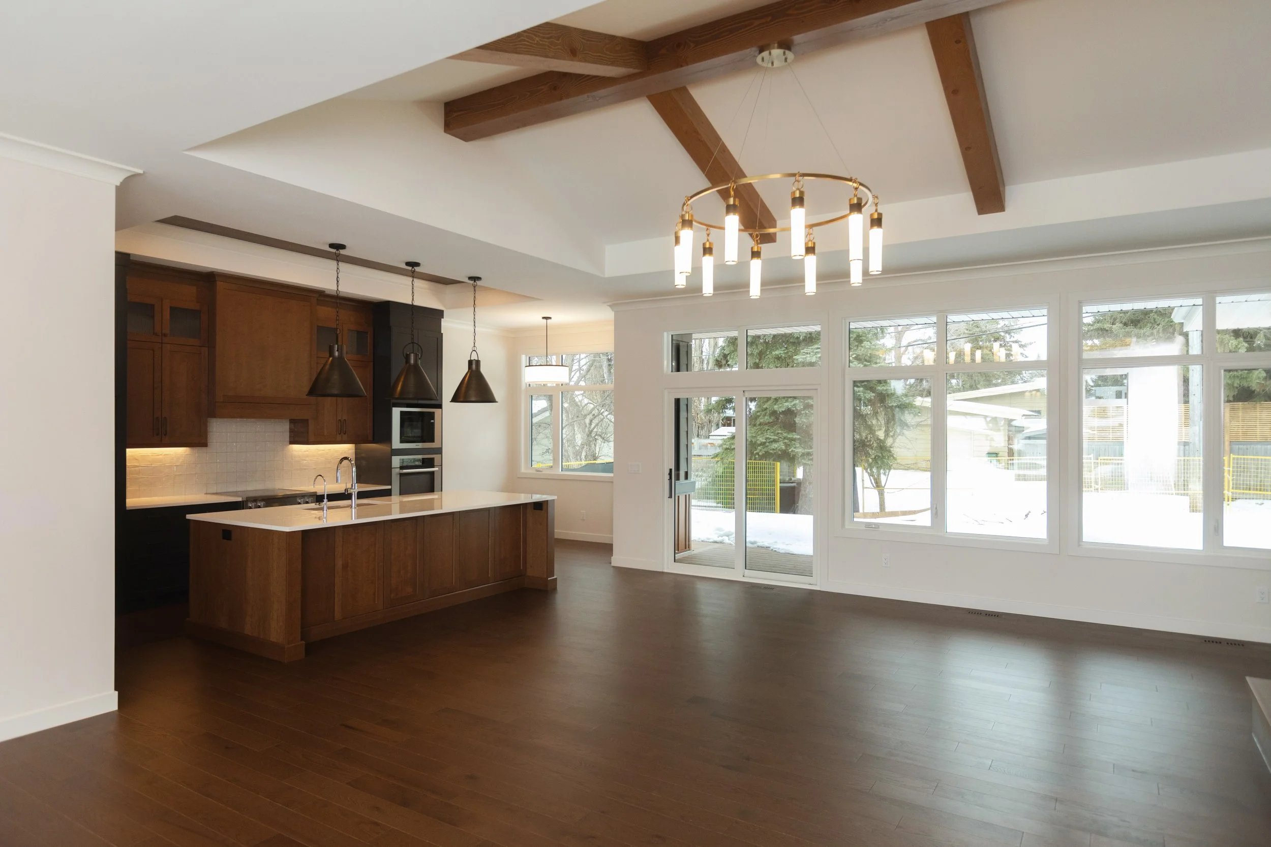 Main floor in Parkview 89 custom home by Urbis Infill Homes in Edmonton.