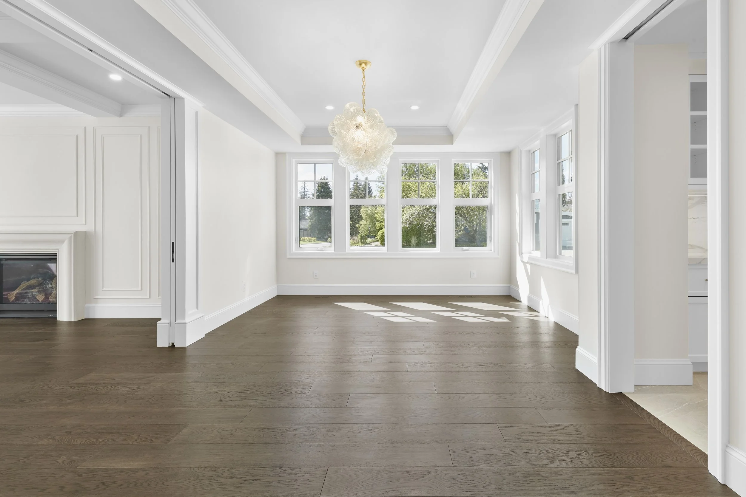 Dining room in Summit Drive Custom by Urbis Infill Homes in Edmonton.