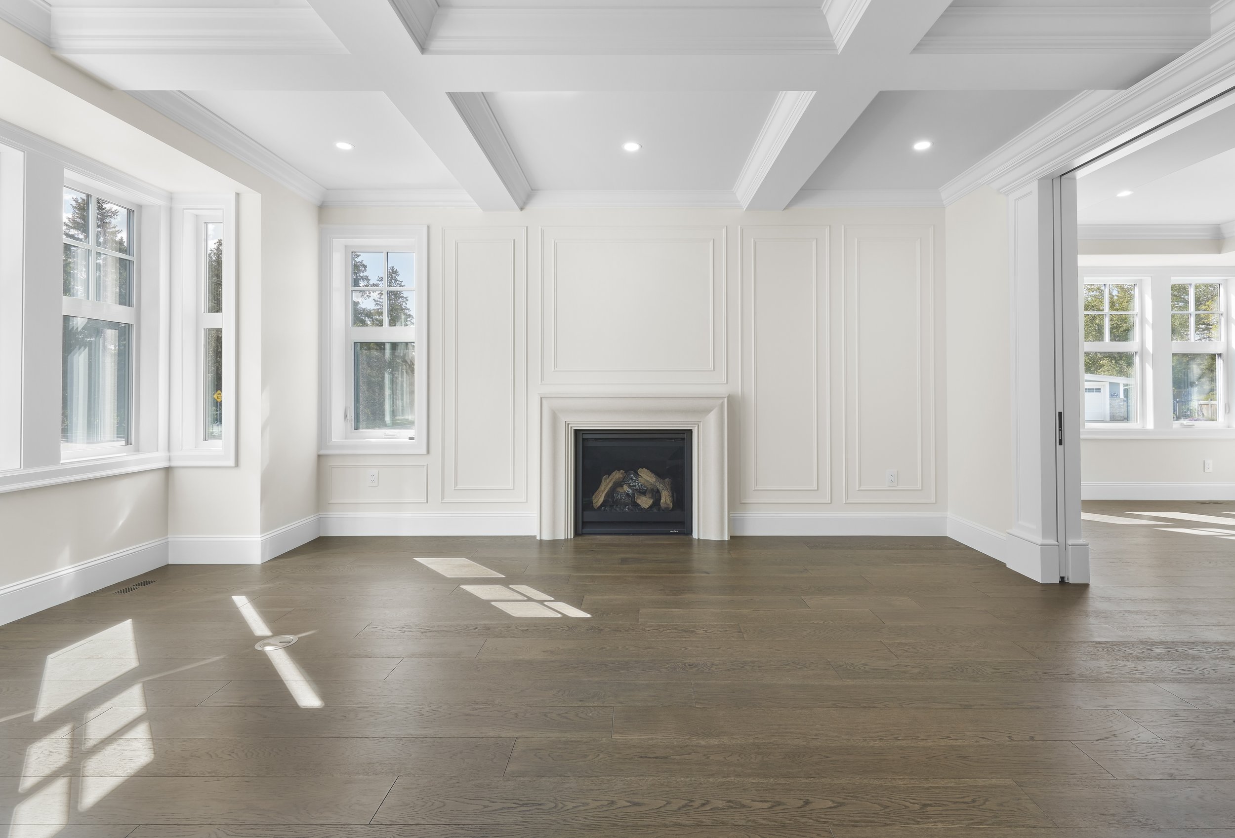 Great Room in Summit Drive Custom by Urbis Infill Homes in Edmonton.