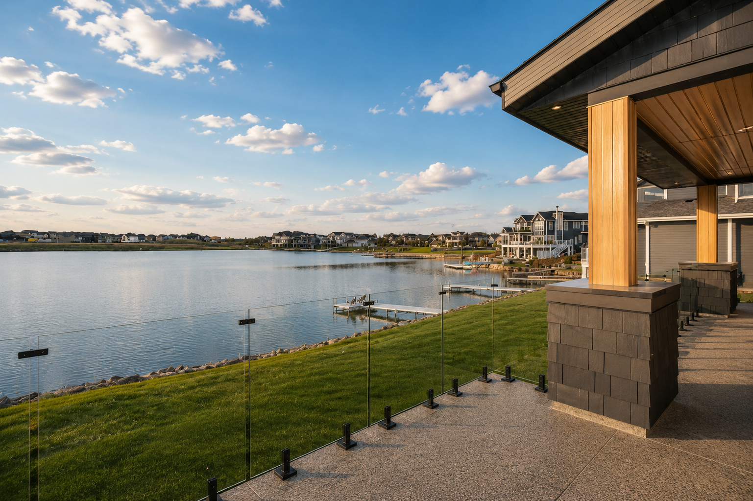 Deck of the Lakefront II at 12 Jardin Place in Jensen Lakes, St. Albert by Urbis Infill Homes.