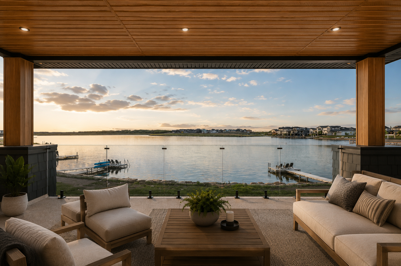 Balcony of the Lakefront II at 12 Jardin Place in Jensen Lakes, St. Albert by Urbis Infill Homes.