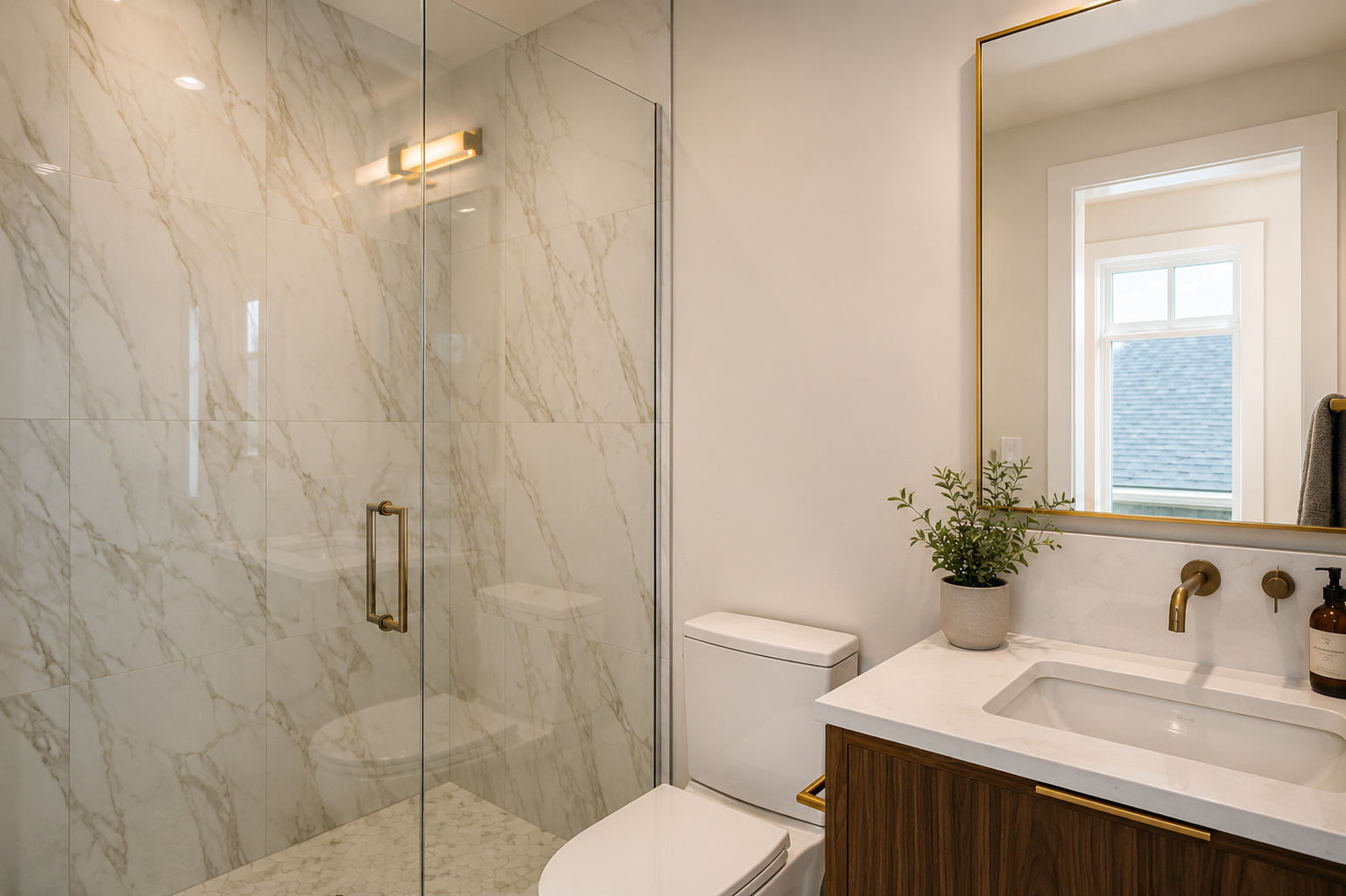 Bathroom in the Lakefront II at 12 Jardin Place in Jensen Lakes, St. Albert by Urbis Infill Homes.