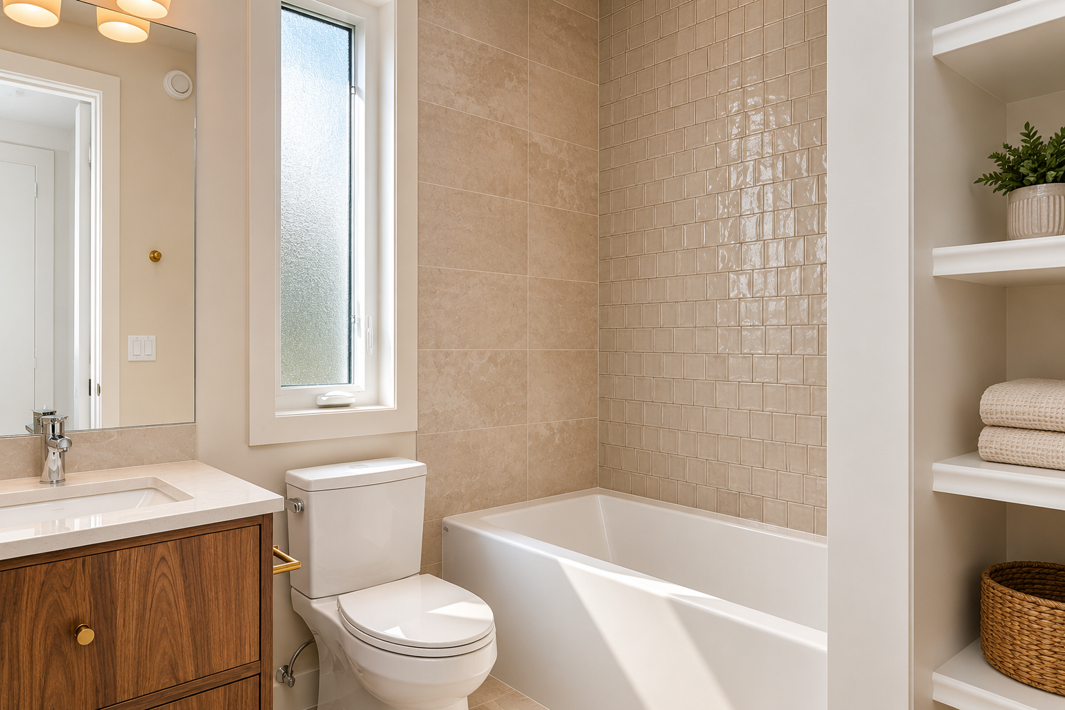 Bathroom in the Lakefront II at 12 Jardin Place in Jensen Lakes, St. Albert by Urbis Infill Homes.
