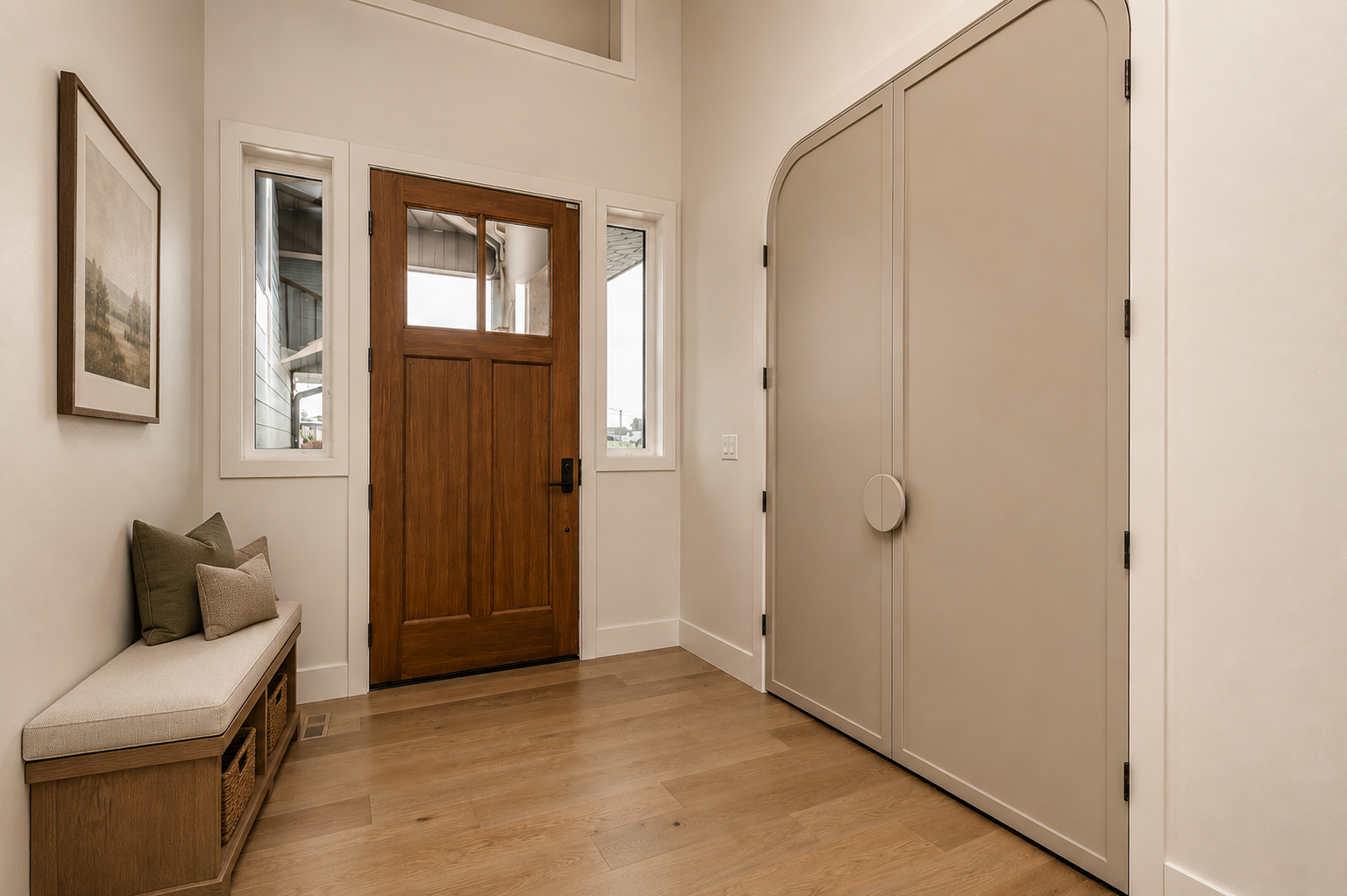 Foyer in the Lakefront II at 12 Jardin Place in Jensen Lakes, St. Albert by Urbis Infill Homes.