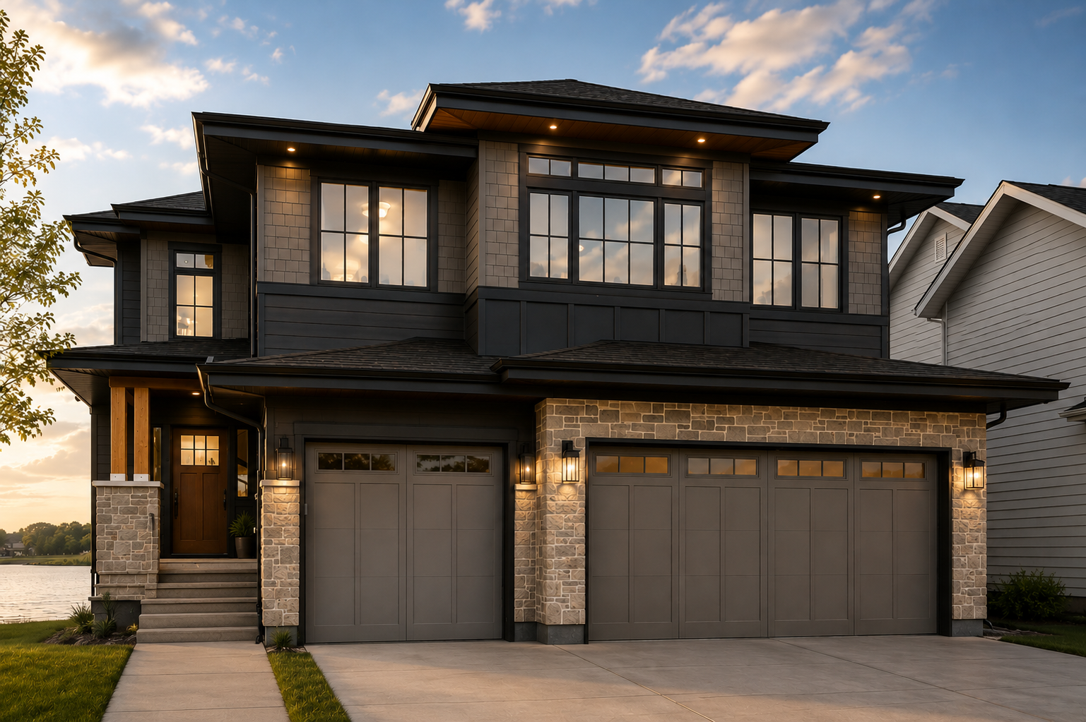 Exterior of the Lakefront II at 12 Jardin Place in Jensen Lakes, St. Albert by Urbis Infill Homes.