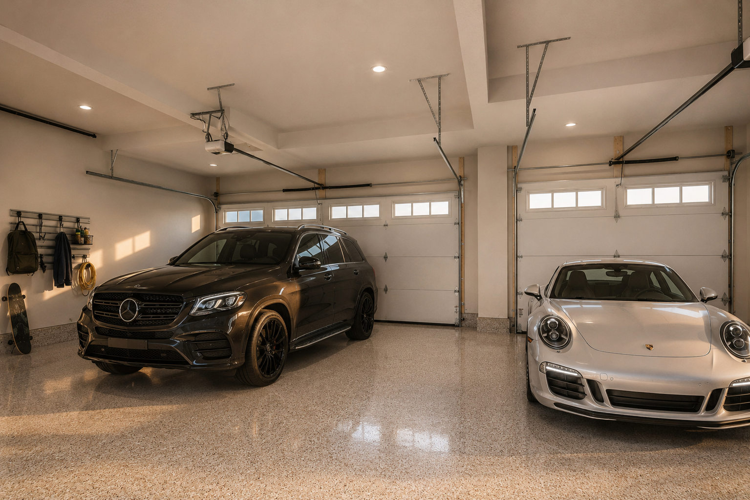 Triple car garage in the Lakefront II at 12 Jardin Place in Jensen Lakes, St. Albert by Urbis Infill Homes.