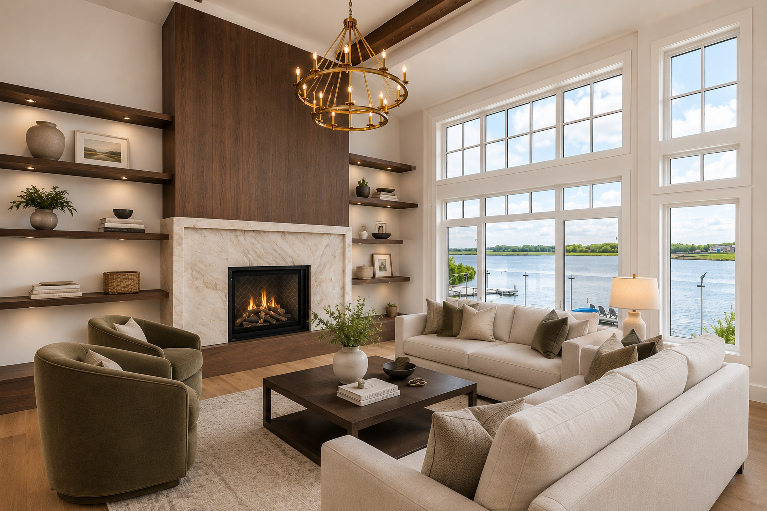 Great room in the Lakefront II at 12 Jardin Place in Jensen Lakes, St. Albert by Urbis Infill Homes.