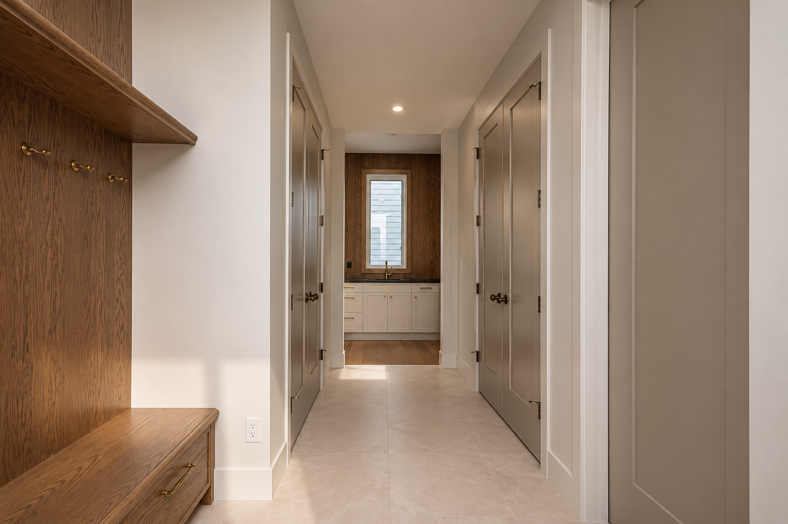 Mudroom in the Lakefront II at 12 Jardin Place in Jensen Lakes, St. Albert by Urbis Infill Homes.
