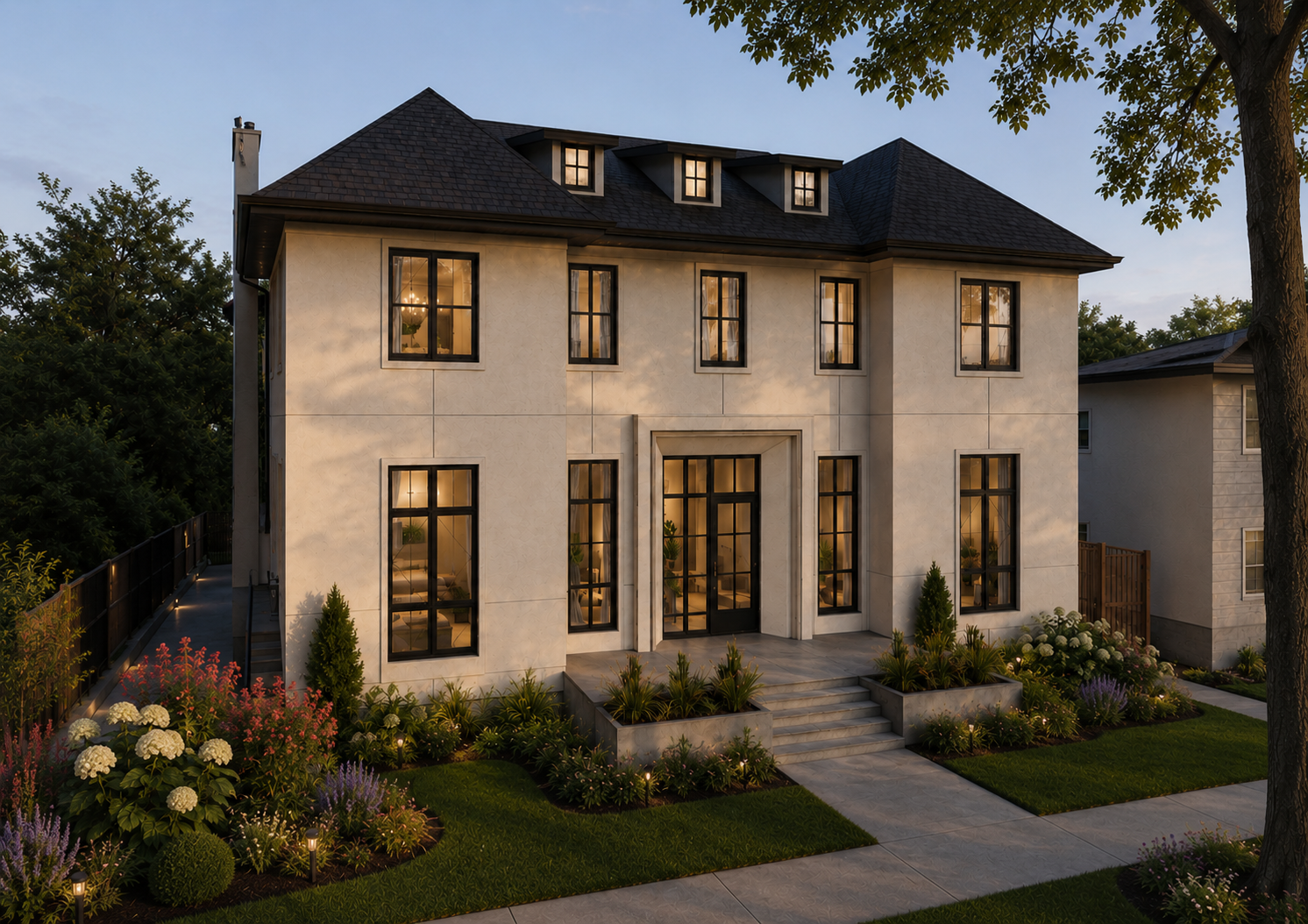 Exterior render of Crestwood 143 Two custom by Urbis Infill Homes in Edmonton.