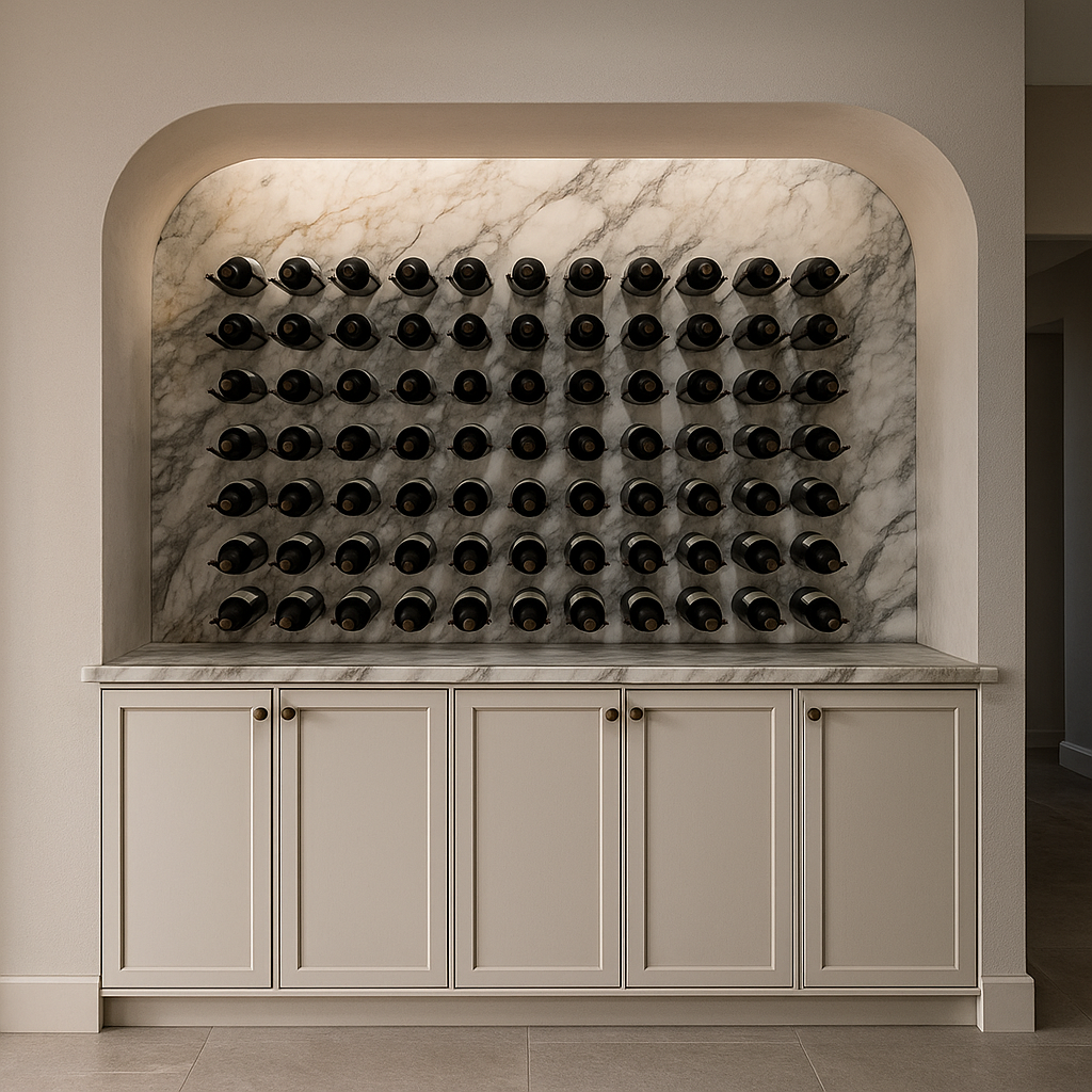 Custom wine rack render of the Lakefront II at 12 Jardin Place in Jensen Lakes by Urbis Infill Homes