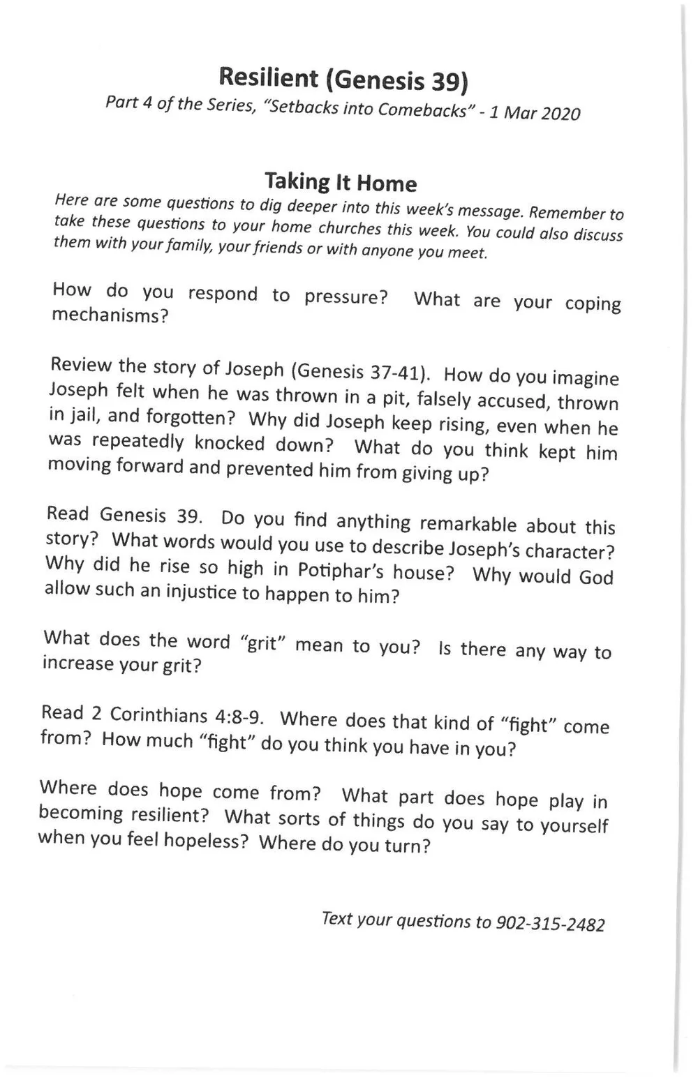 Joseph The Comeback King Summerside Baptist Church