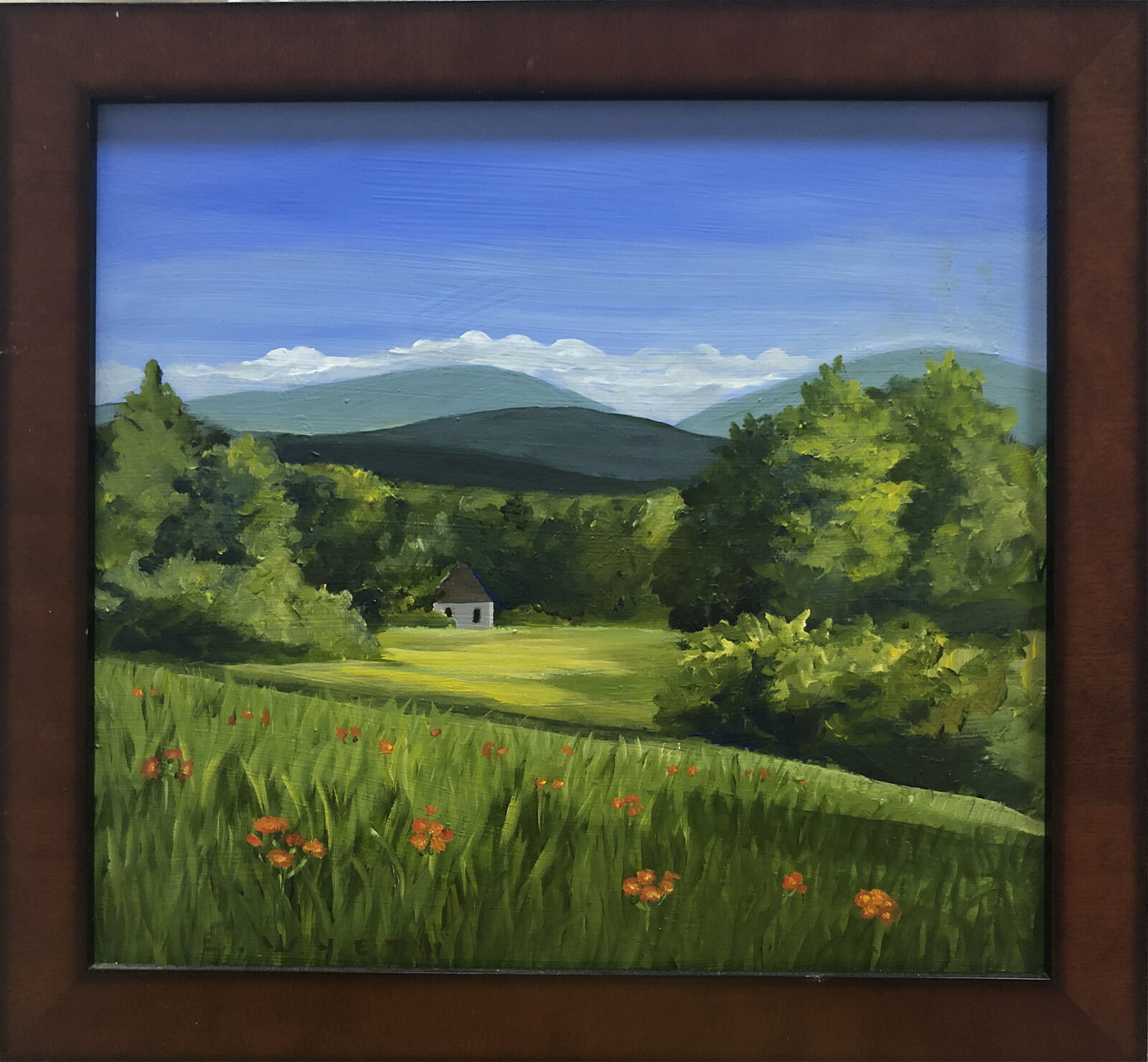 Black Dome, Catskill Mountains, acrylic on panel, 13" x 14" 2019 Framed