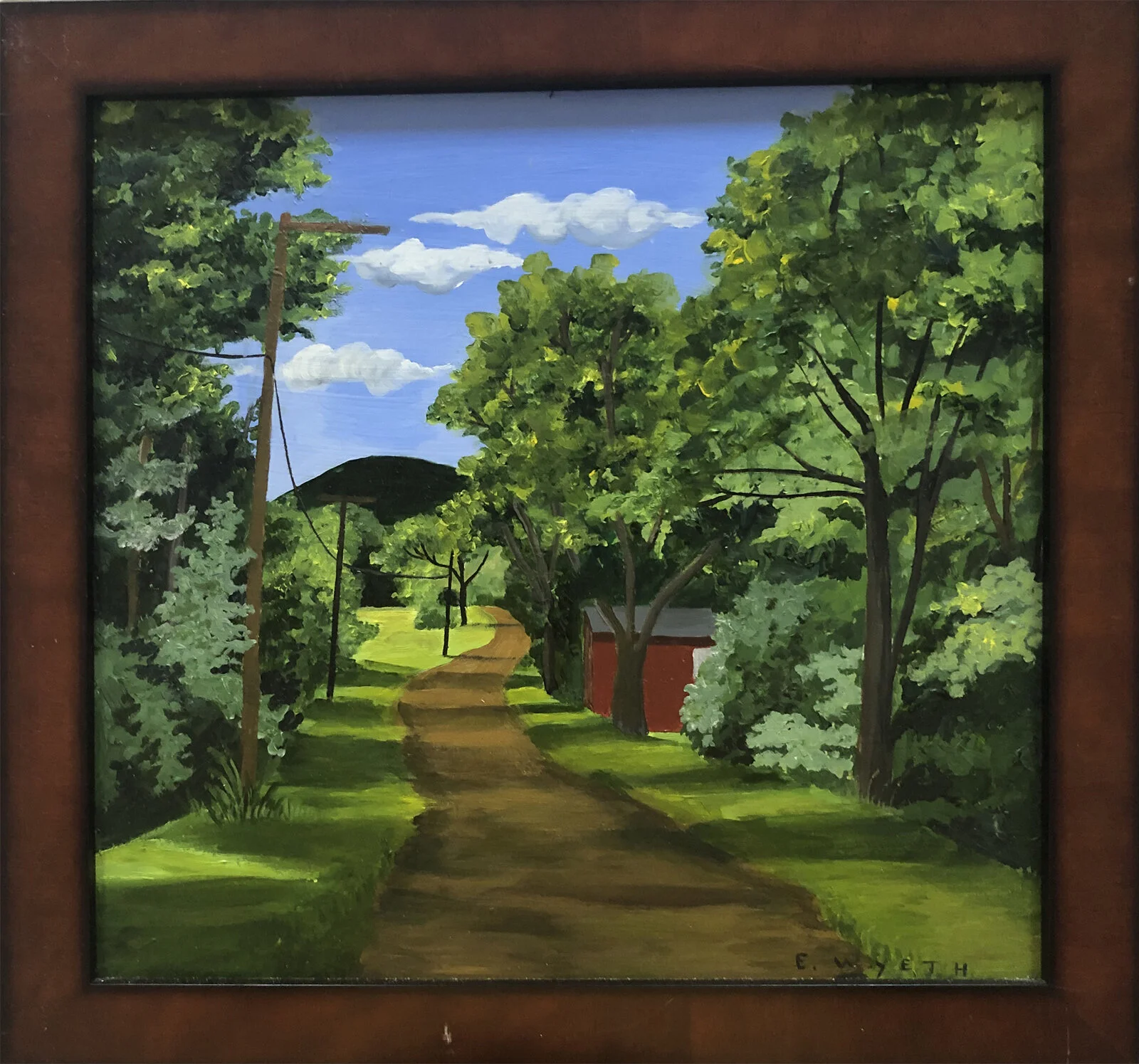 East Jewett, New York, acrylic on board, 13" x 13 3/4" Framed — Ellie