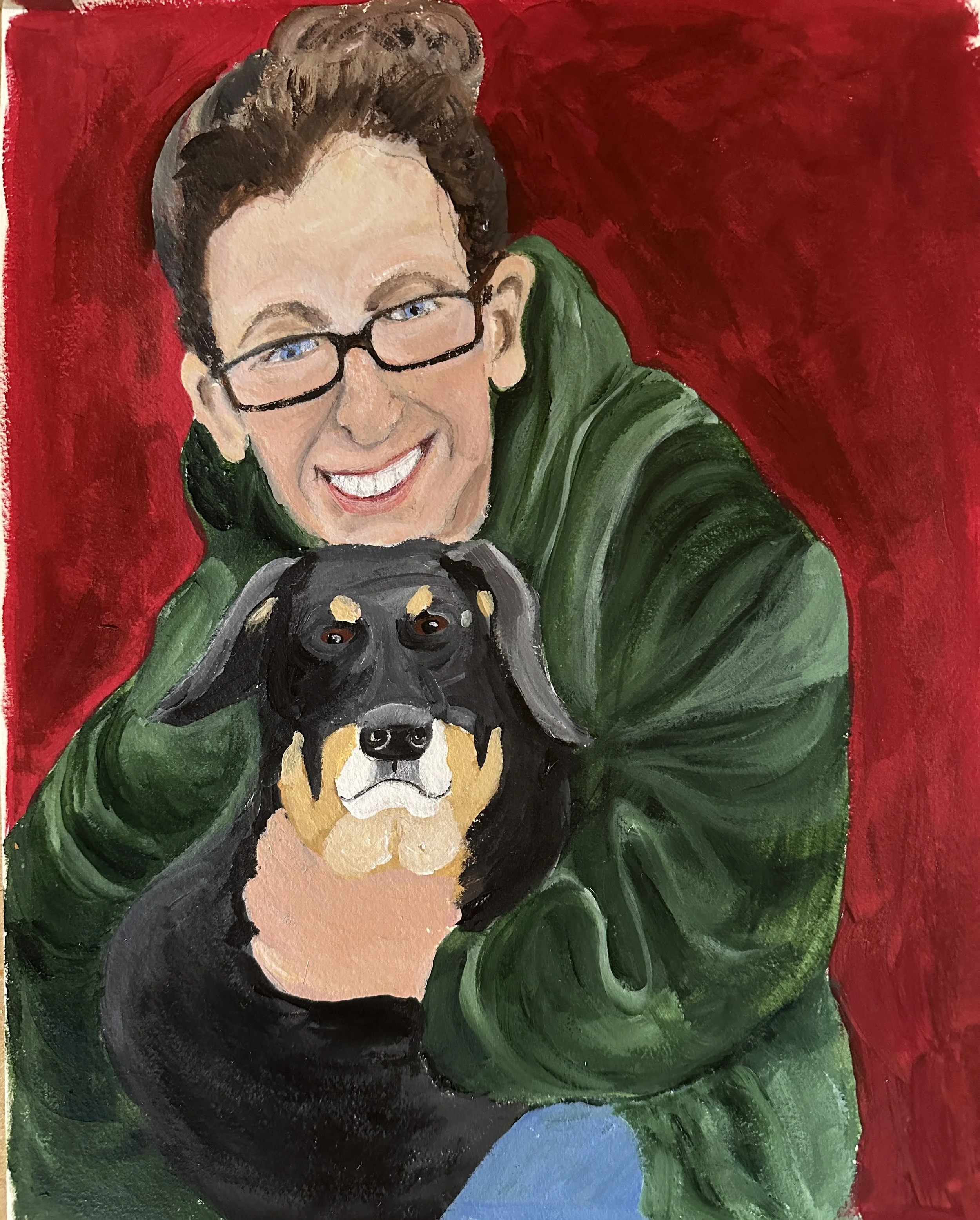 Darlene and Pansy, acrylic on paper 11" x 14