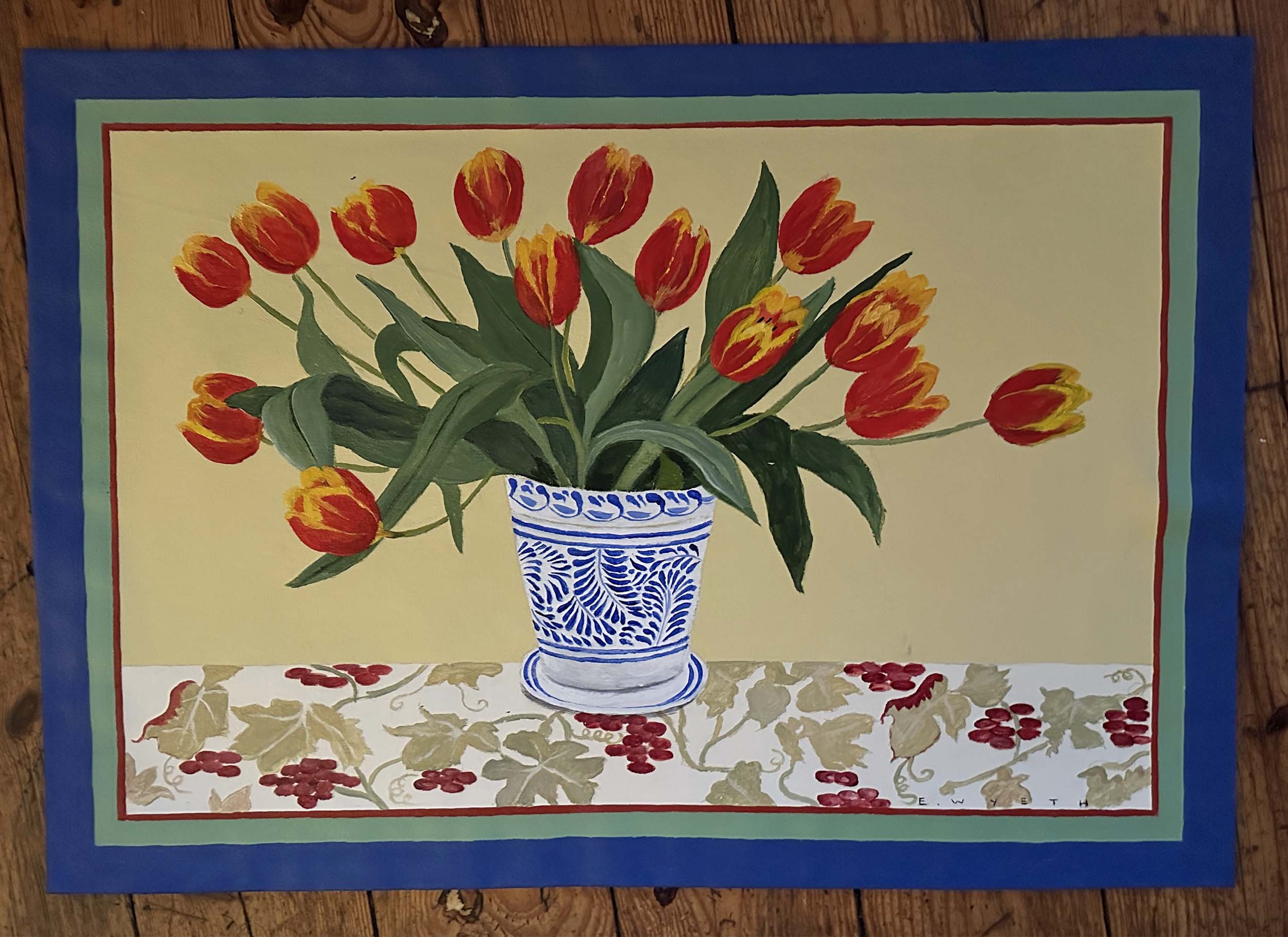 Red and Yellow Tulips, Floorcoth