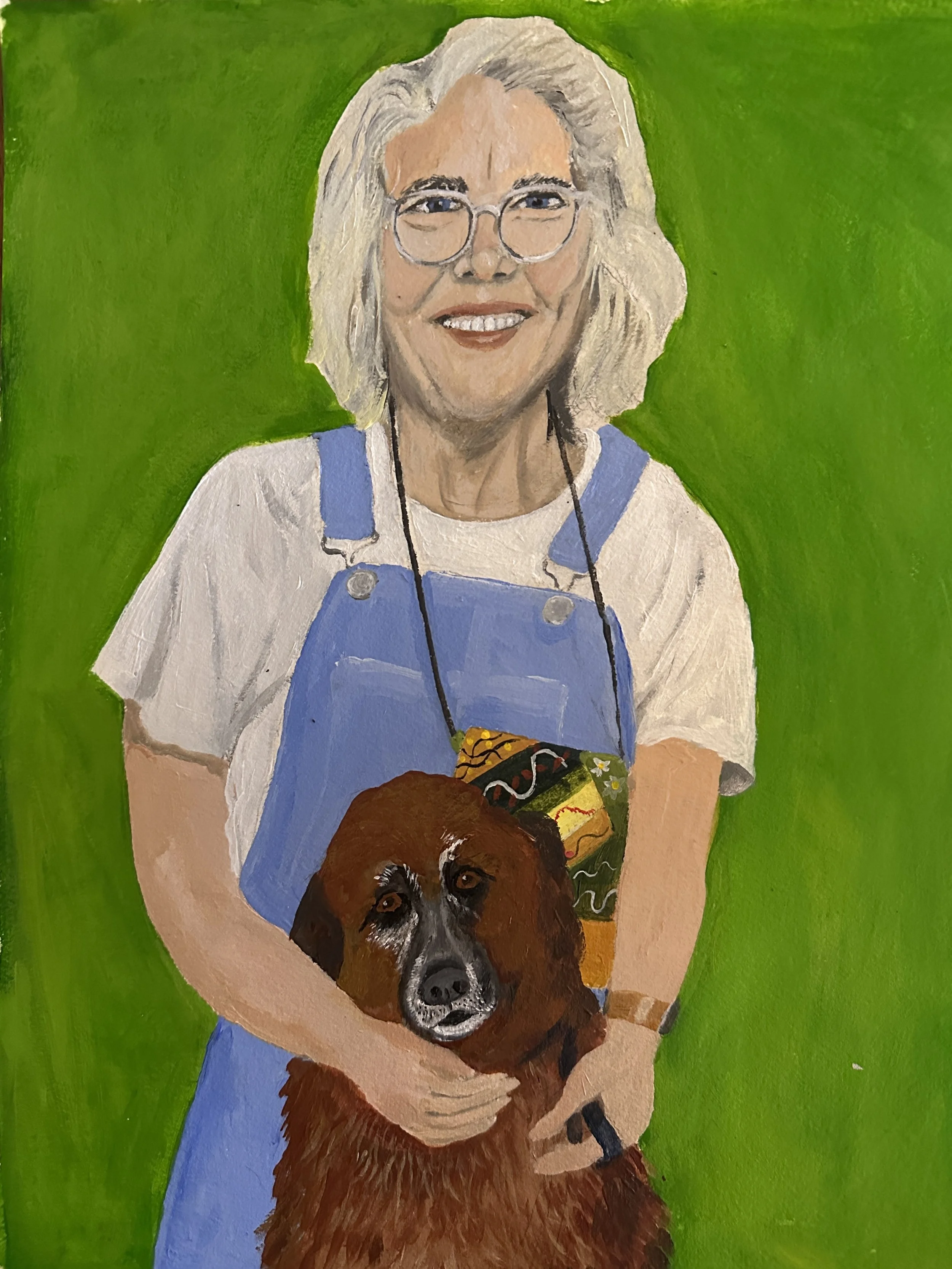 Jen with Ben, acrylic on paper, 11" x 14" NFS