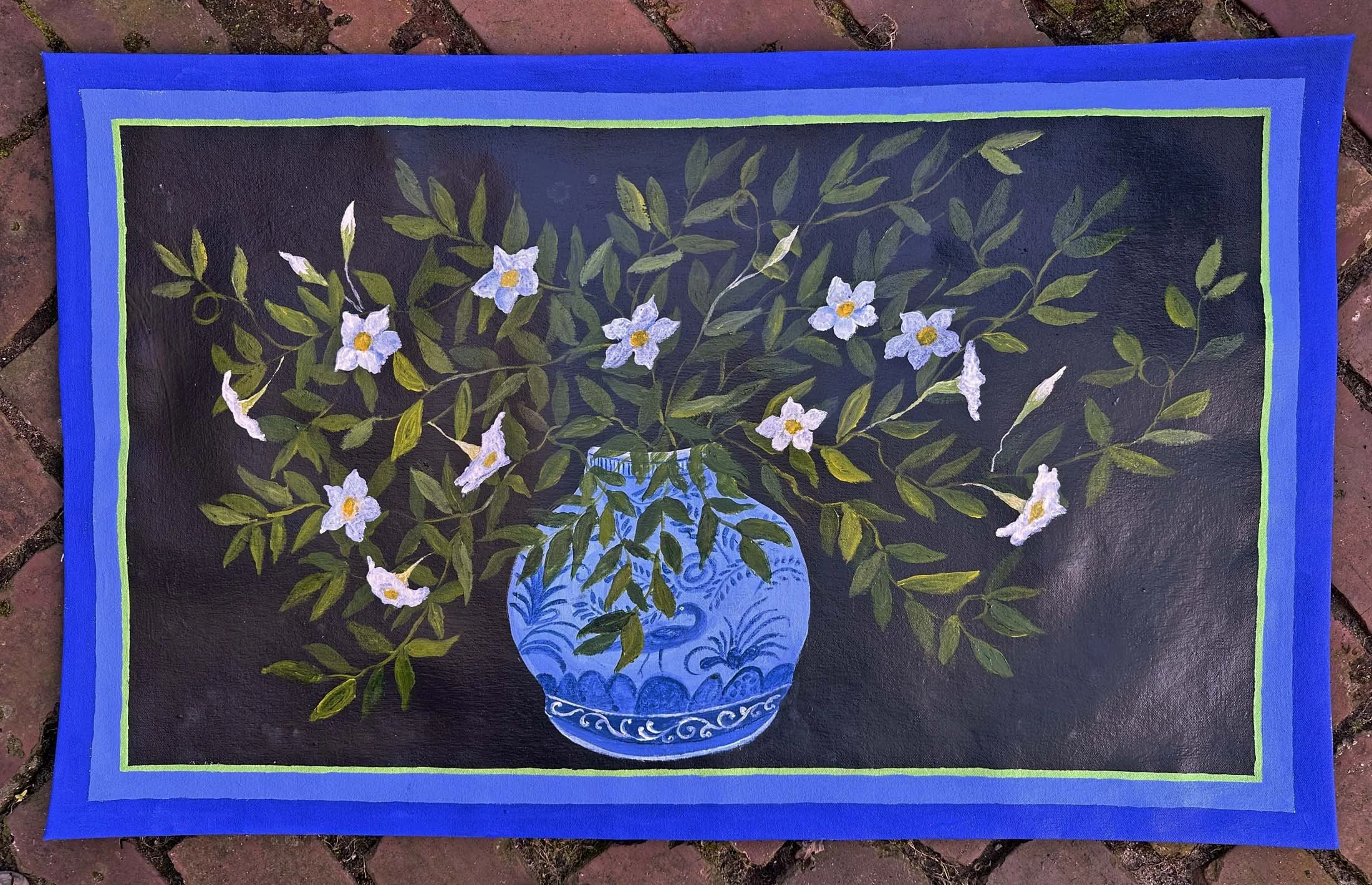 Mandevilla Vine, Floorcloth, 22" x 36".jpg