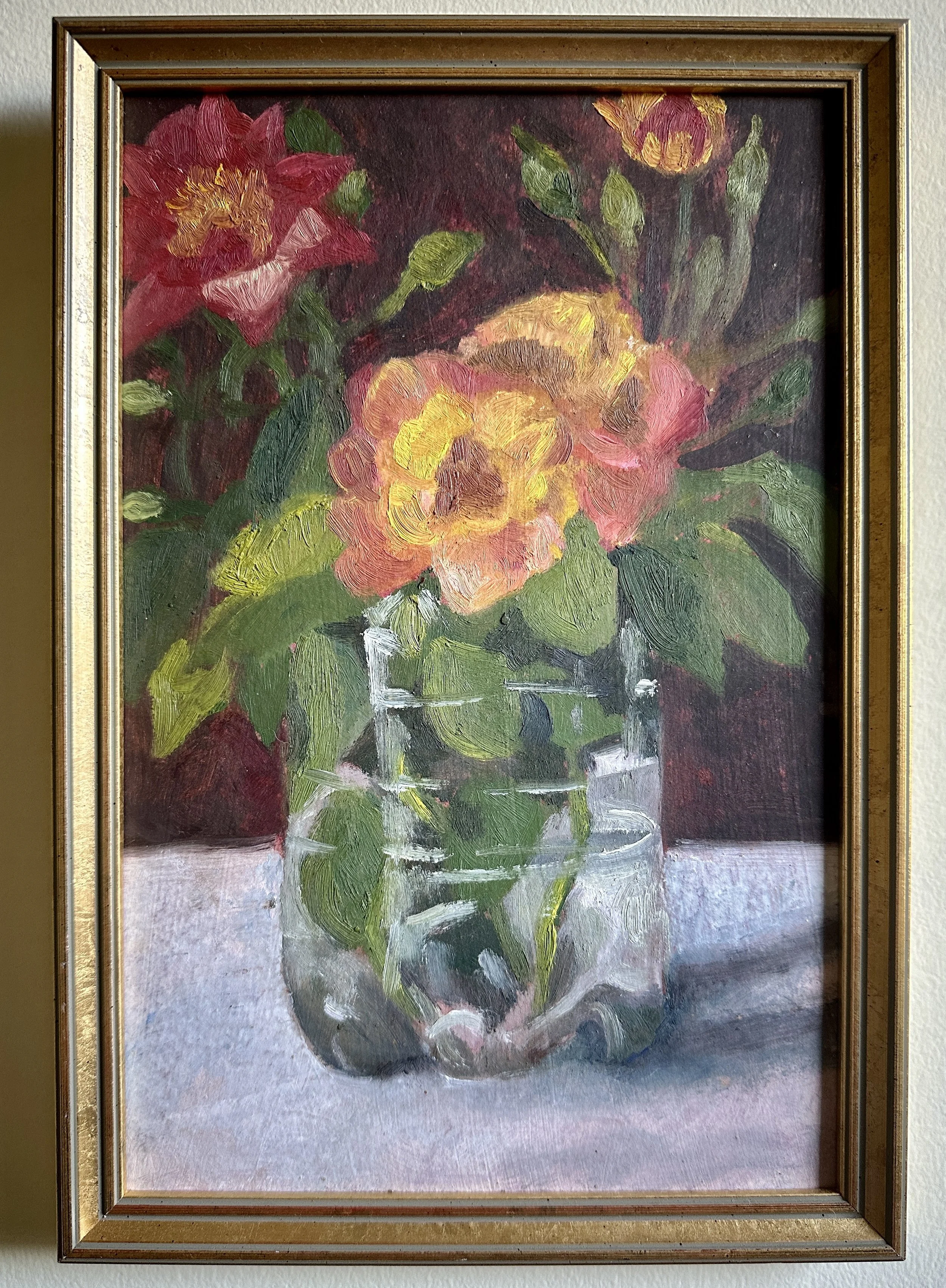 Mixed Bouquet, oil on panel 8 1/2" x 12". FRAMED