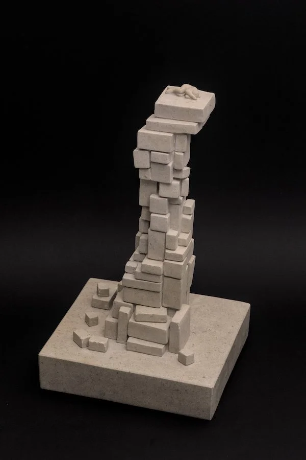   Asleep at the End of the World  - Limestone - 16.5”H 9”W 