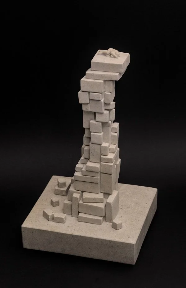   Asleep at the End of the World  - Limestone - 16.5”H 9”W 