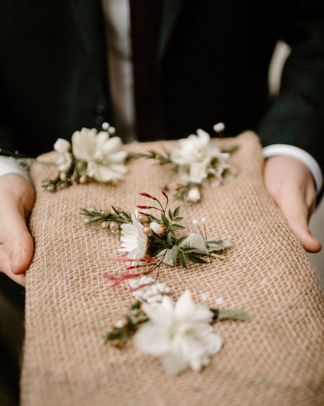 Buttonholes - always detailed, unique and with personal - like your wearers!  Here are some gorge little delicate spring buttonholes for A&amp;B's wedding