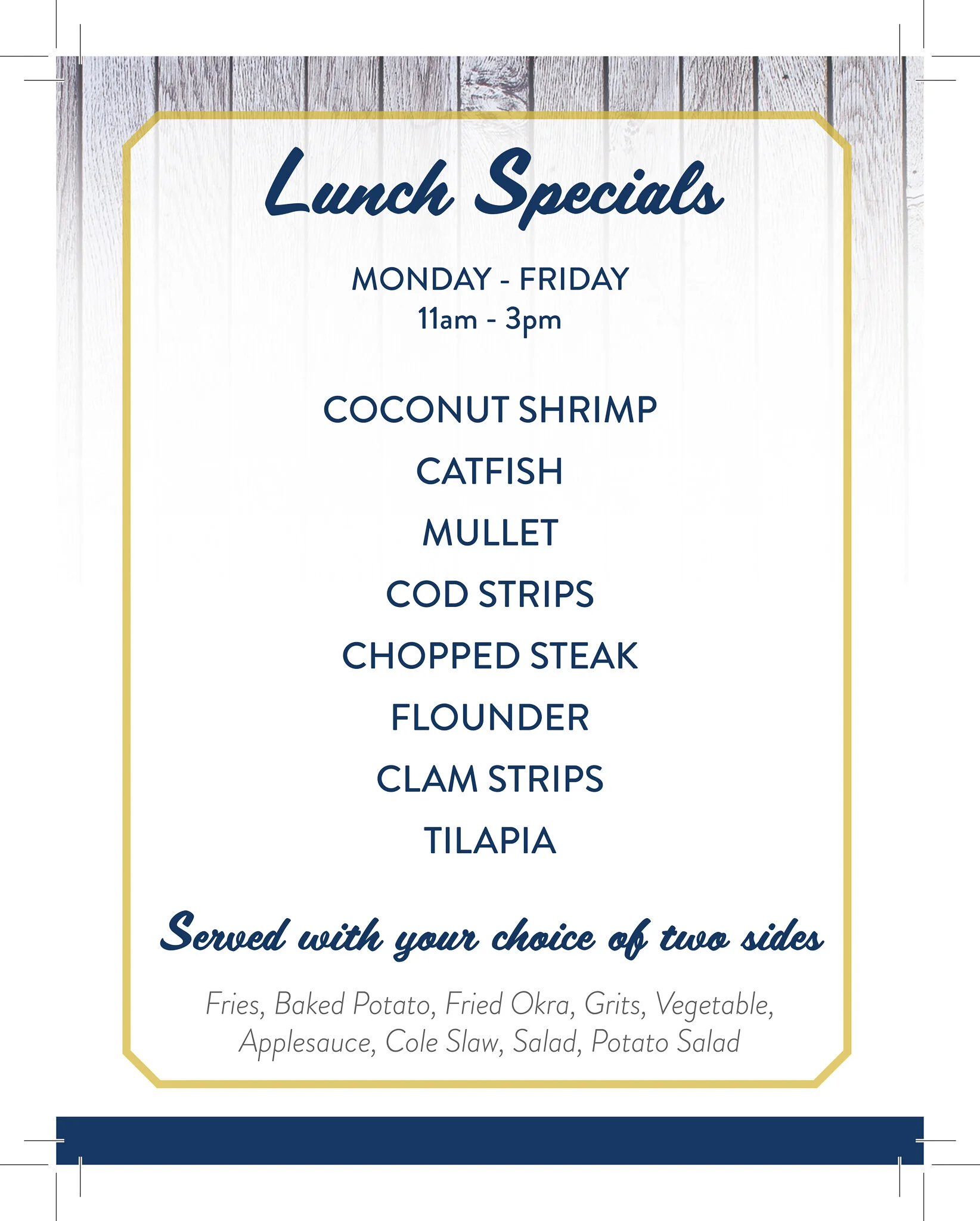 Menu — Charlies Fish House Restaurant