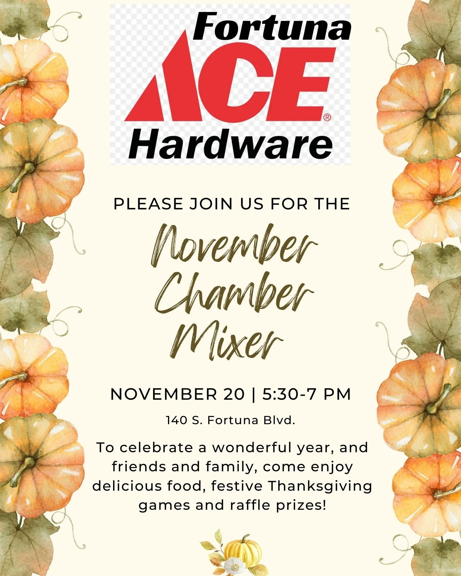 Save the date! We hope to see you at the next Fortuna Chamber mixer.
Weds. November 20th,2024 
5:30pm-7pm
140 S. Fortuna Blvd.

#fortunachamber #businessinfortuna #fortunabusiness