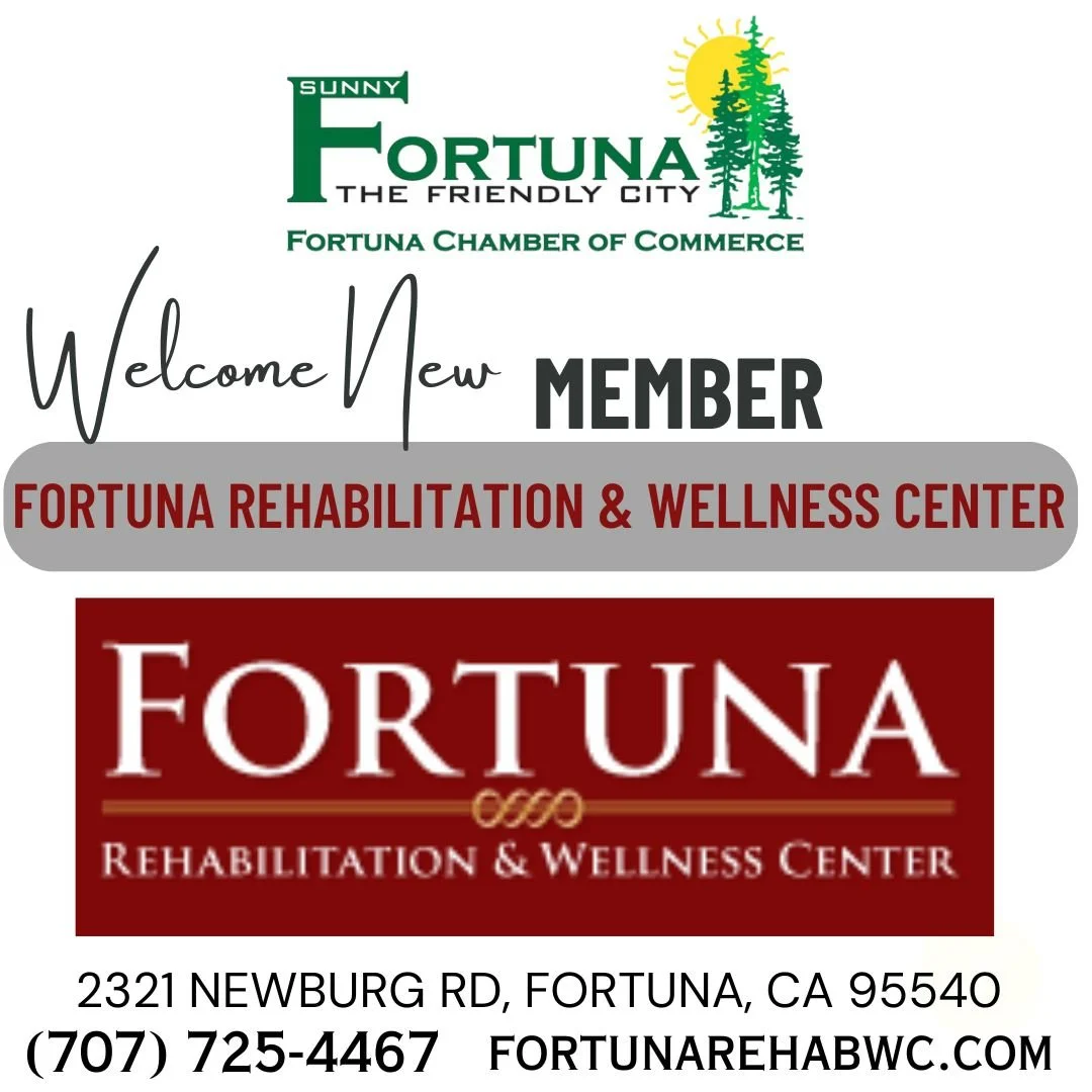 Welcome New Member
Fortuna Rehabilitation and Wellness Center
2321 Newburg Rd Fortuna, CA
(707) 725-4467

#fortunachamber #welcomenewmember #businessinfortuna #fortunabusiness #fortunabusinesscommunity
