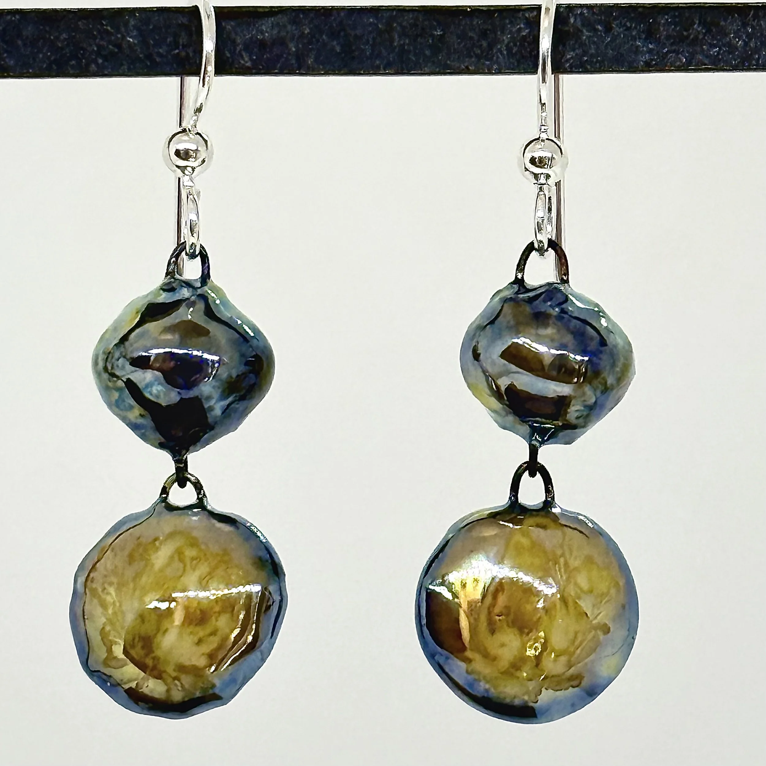 In-glaze lustre ceramic earrings