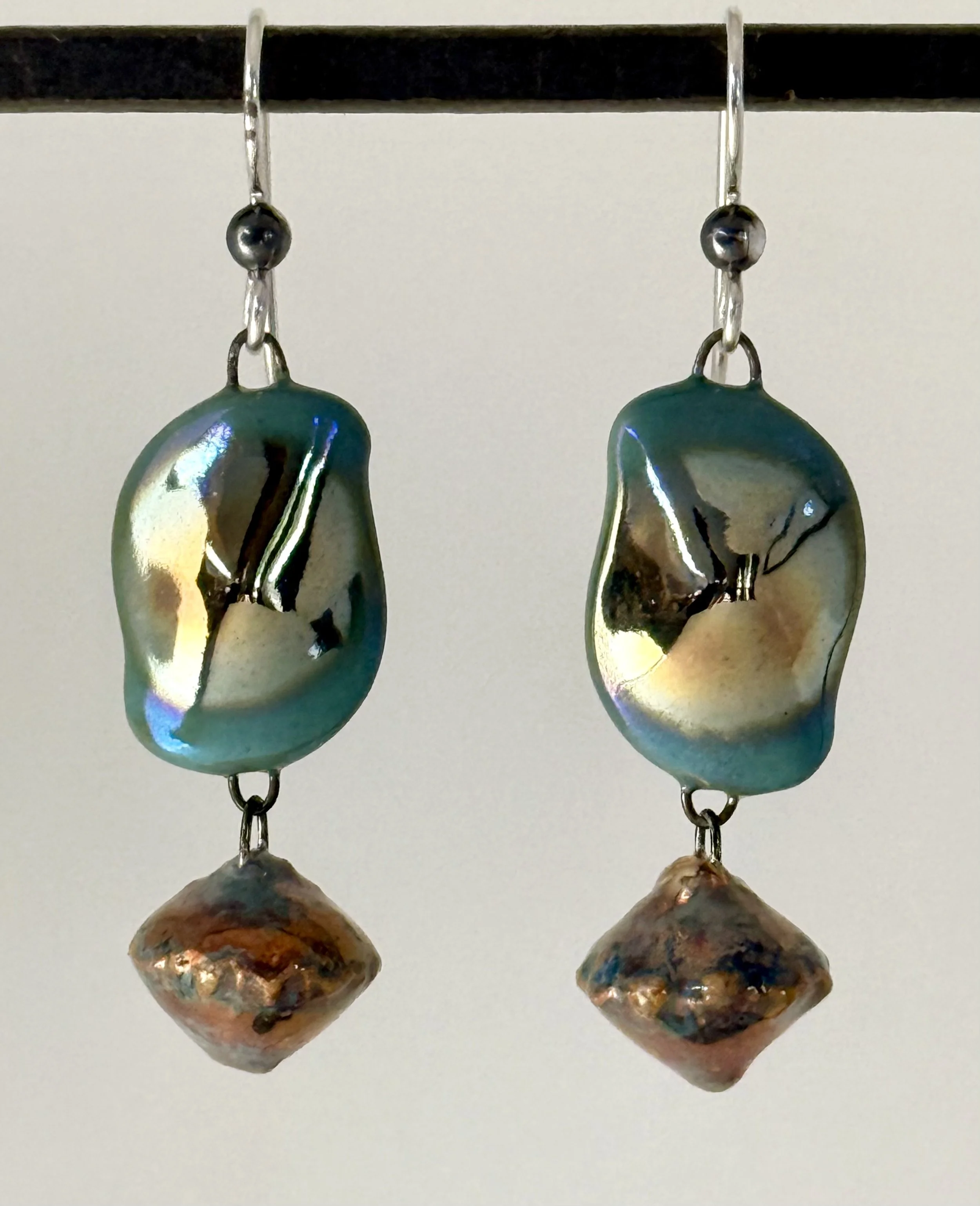 In-glaze lustre ceramic earrings