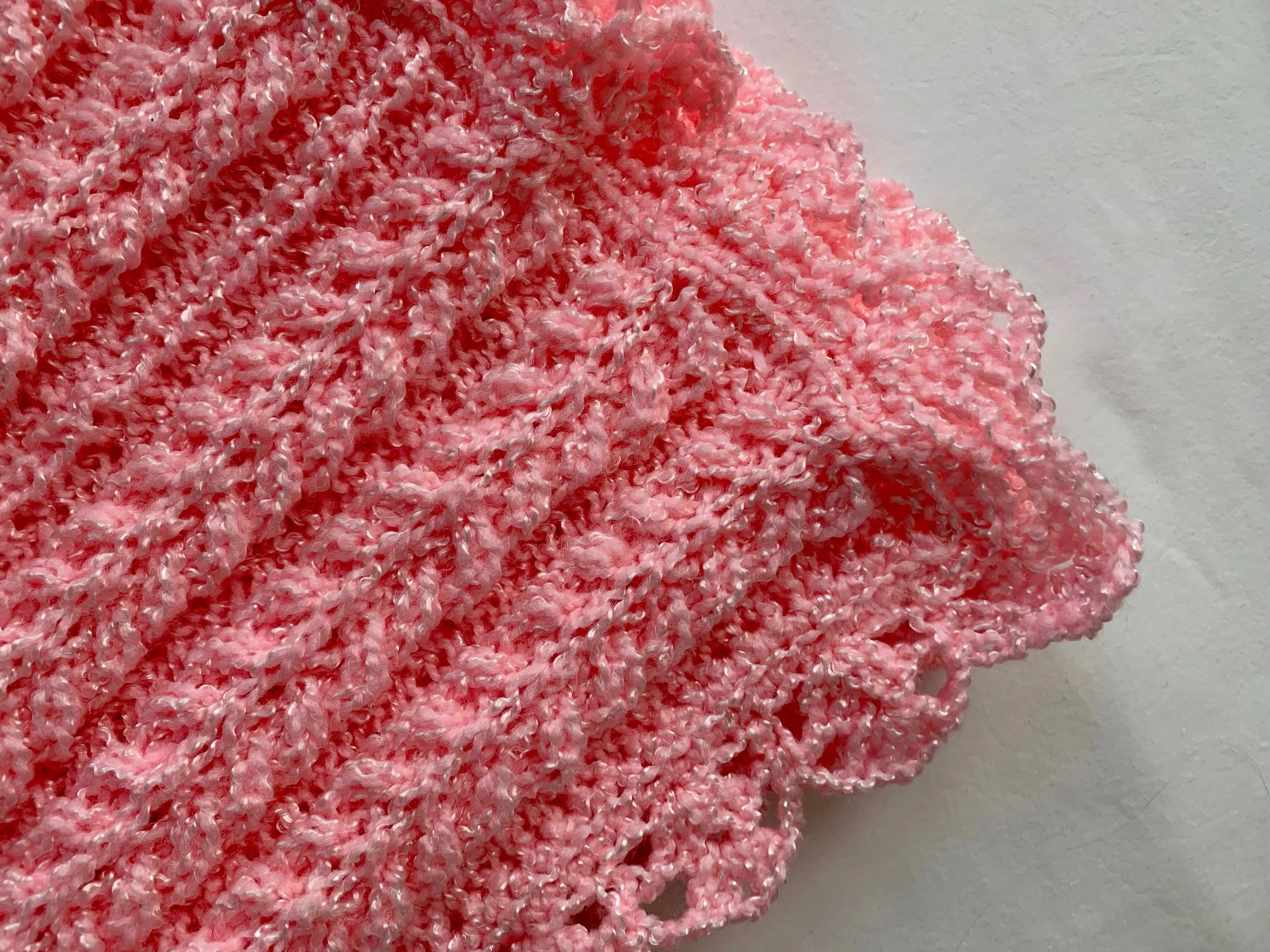 Item #E105 - Pink Knit &amp; Crochet Blanket