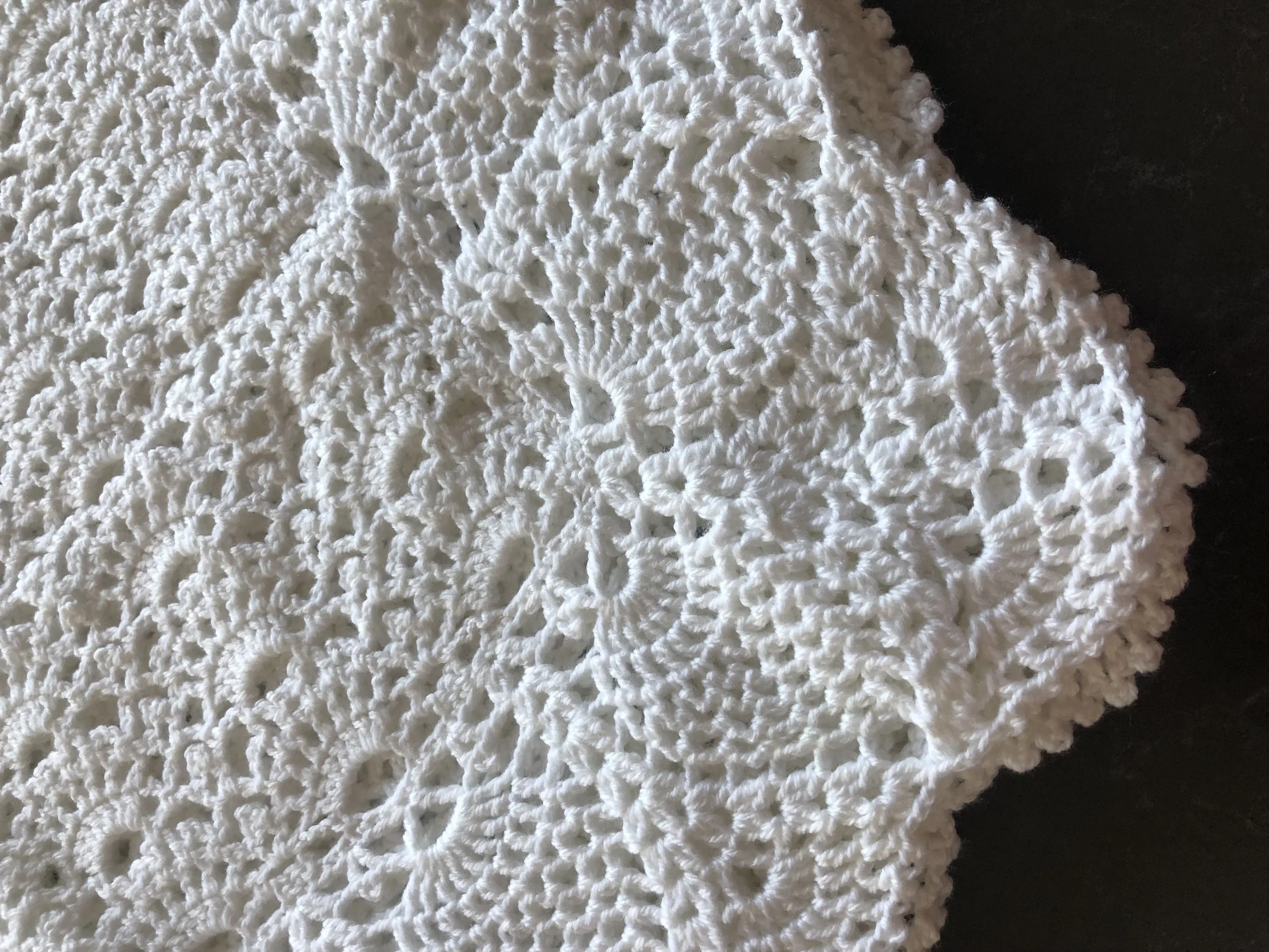 Item #C1001 - White Crochet Blanket 