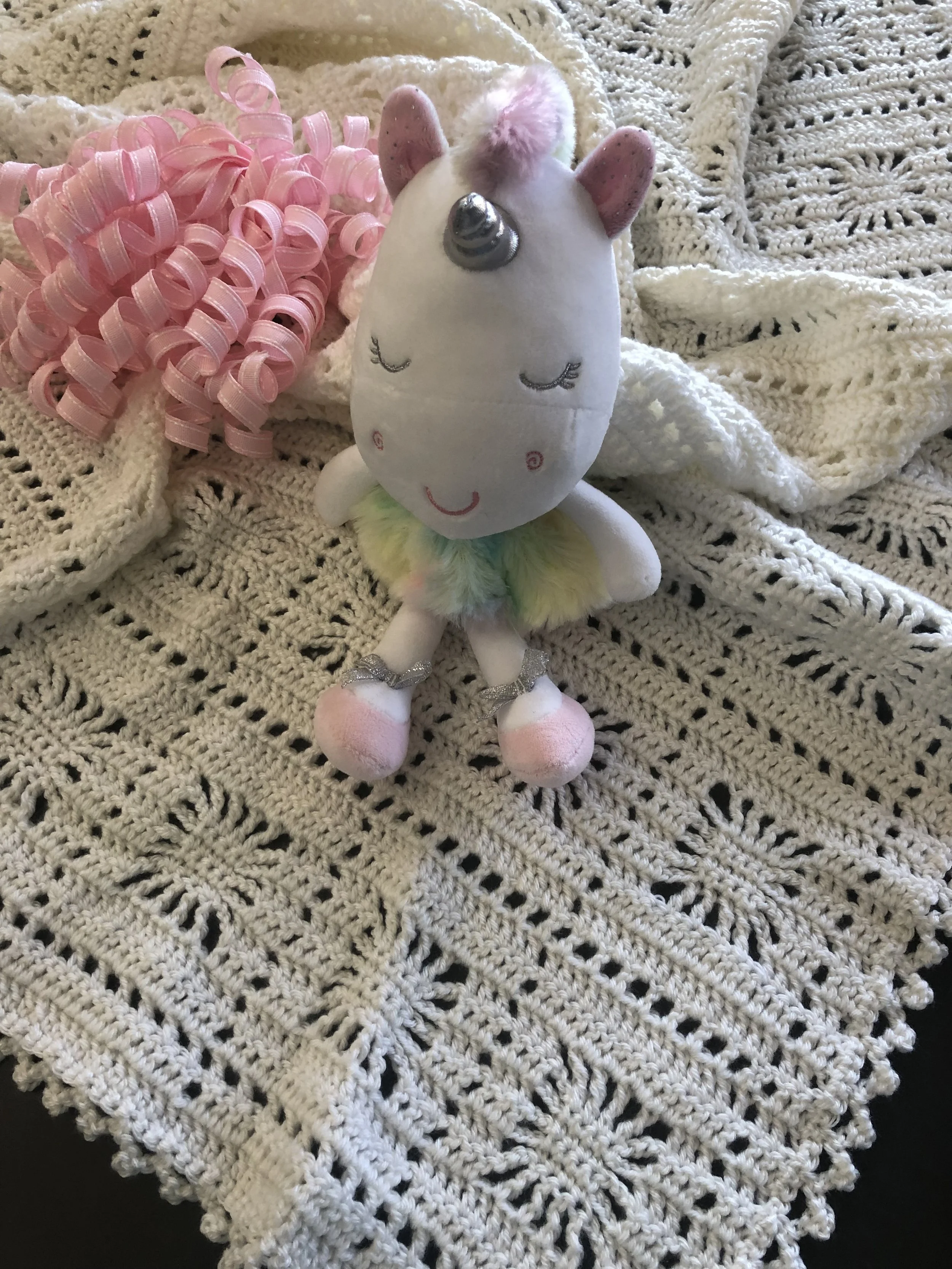 Item #C1004-LB - Light Blue Crochet Blanket