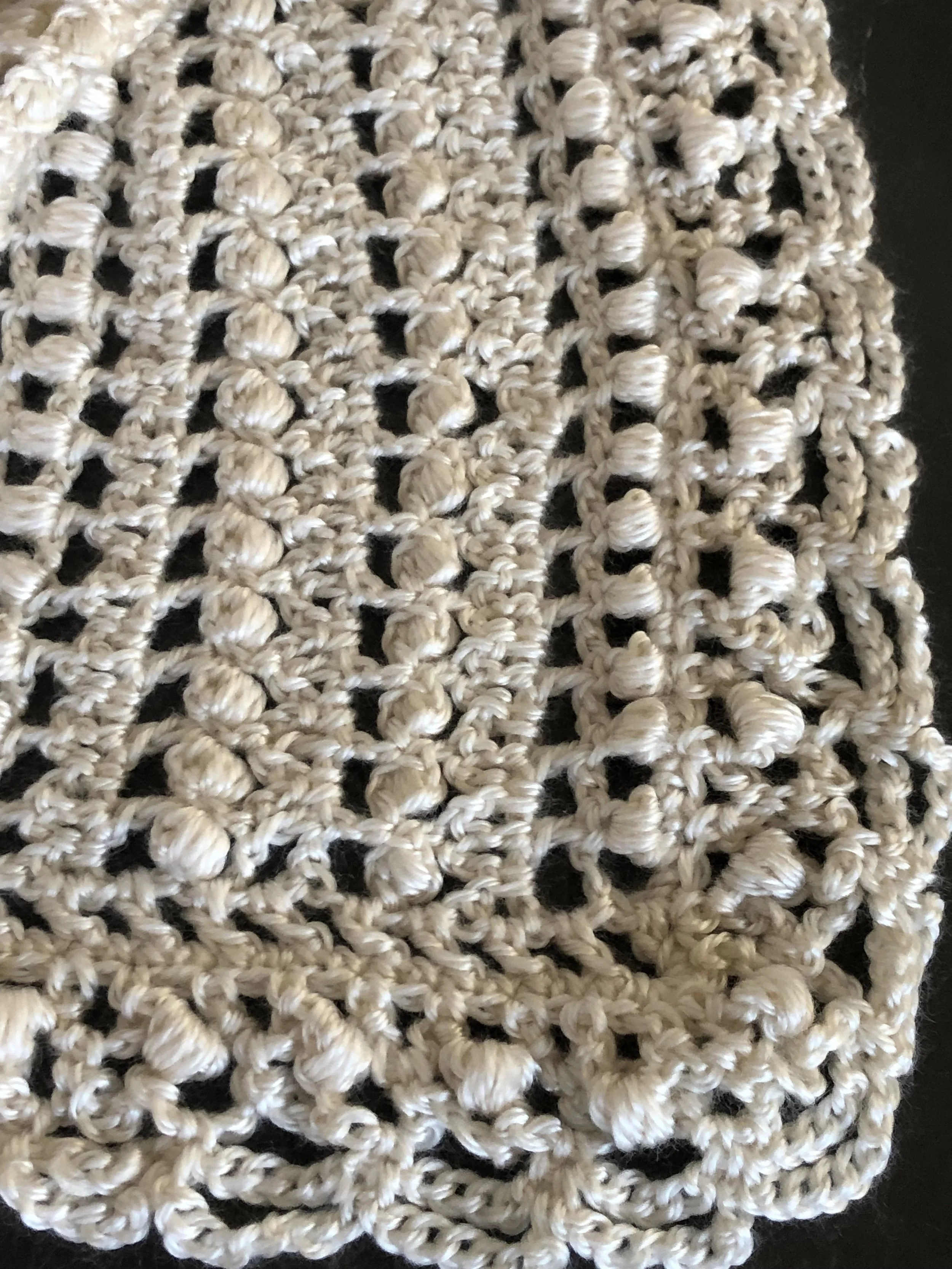 Item #C1006 - Ivory Crochet Crib Blanket 