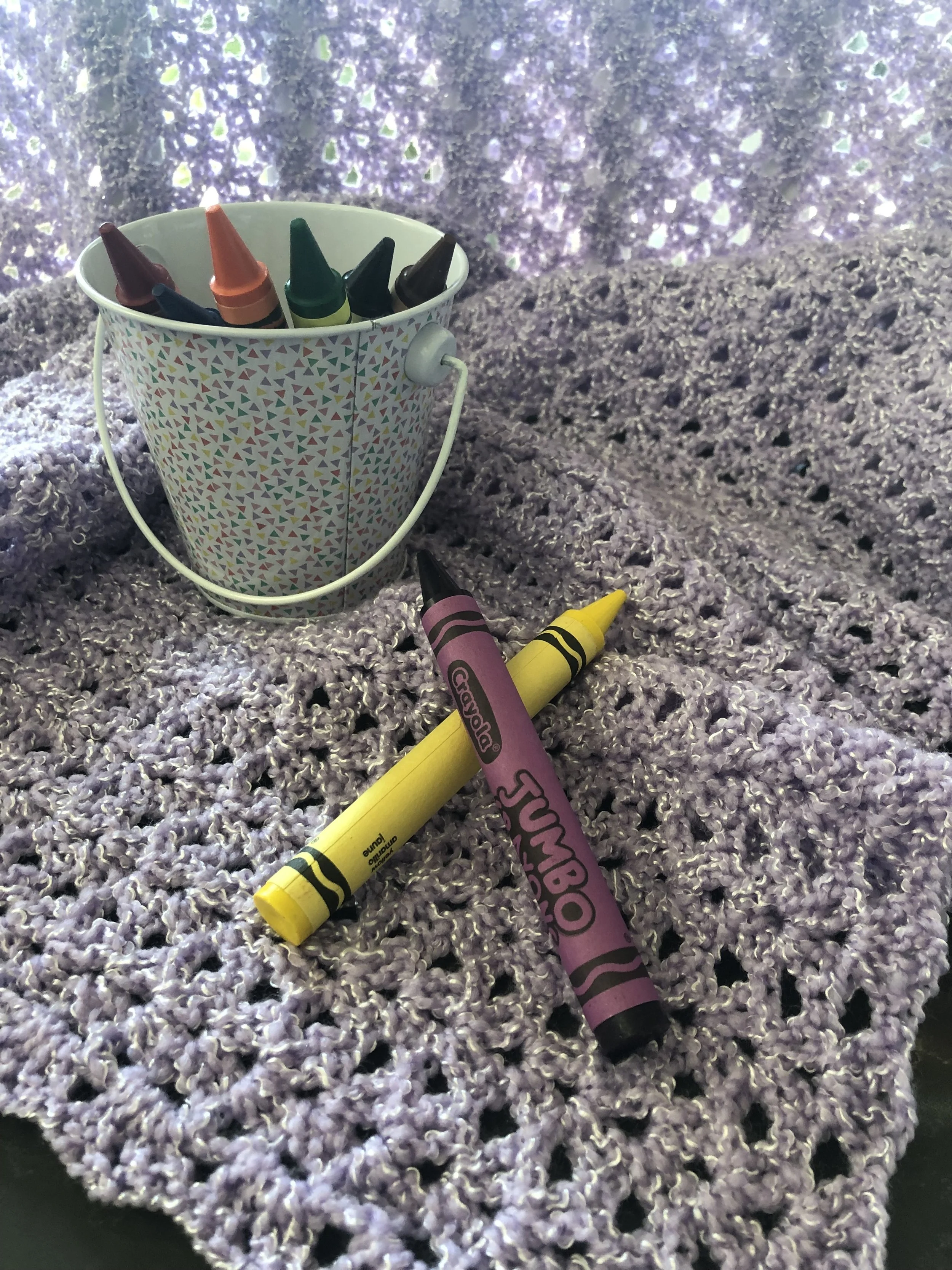 Item #E108 - Lavender &amp; White Crochet Blanket