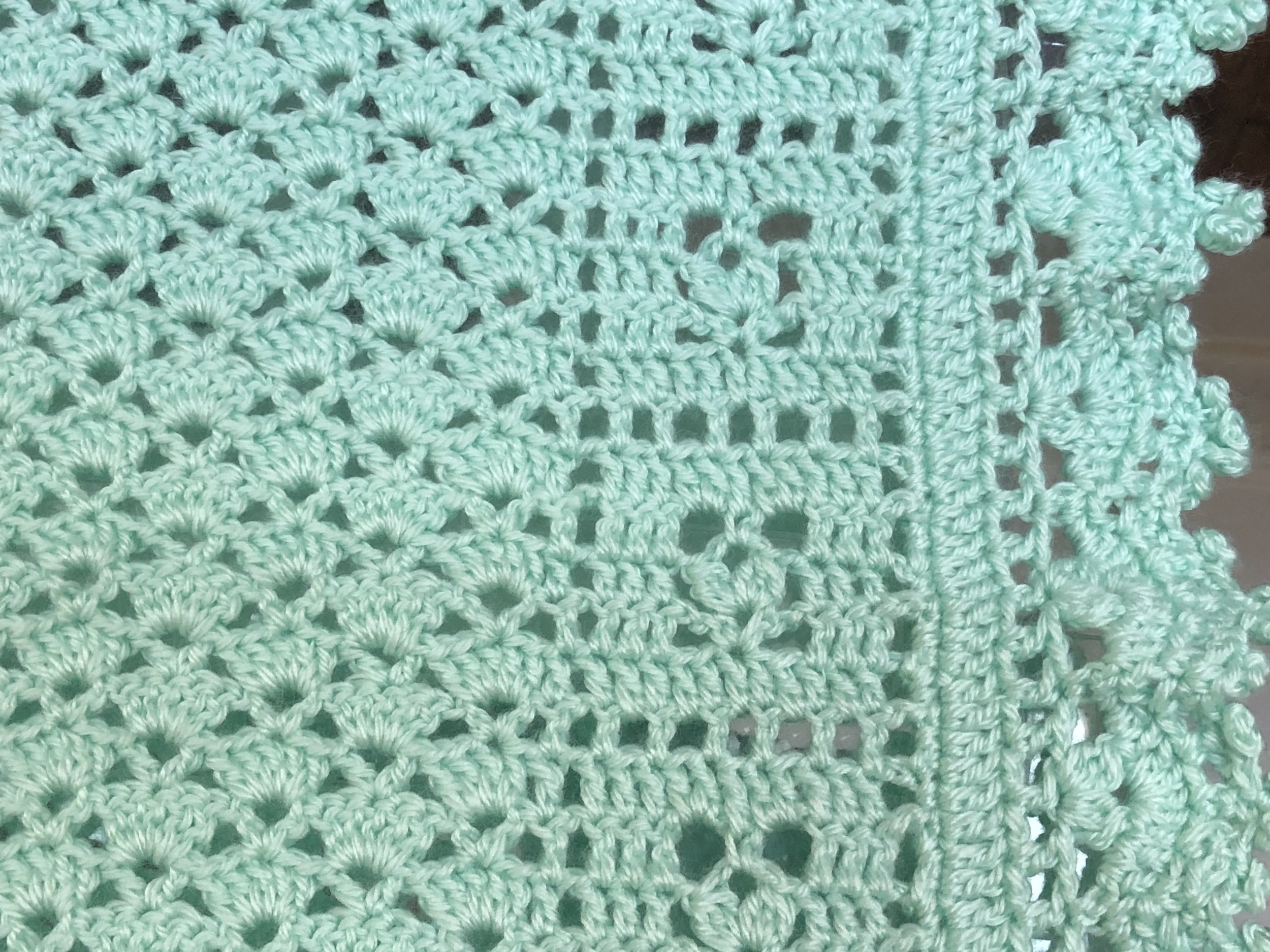 Item #C1011 - Mint Green Crochet Blanket 