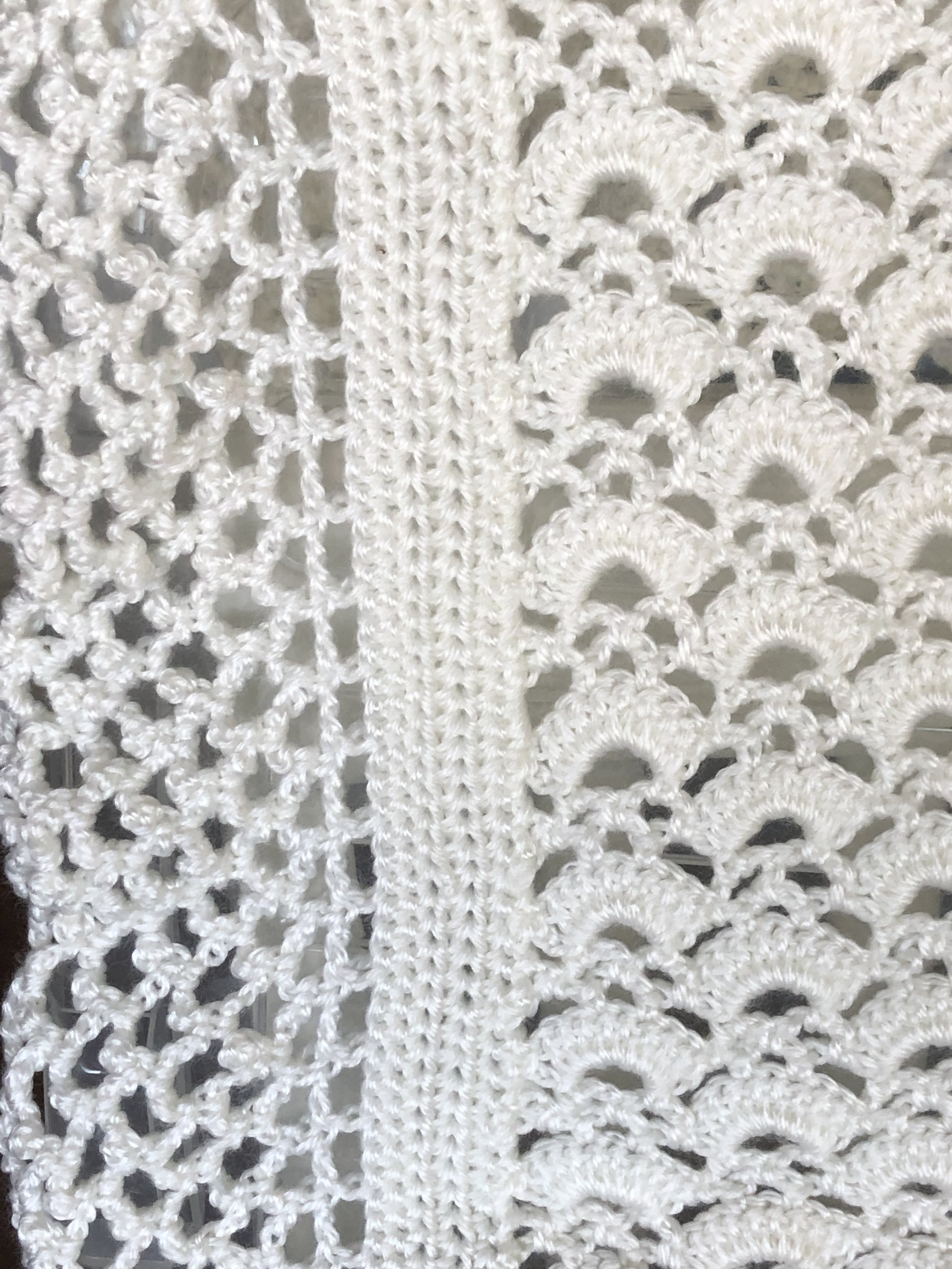 Item #C1005 - Crochet White Fan Fantasy Blanket 