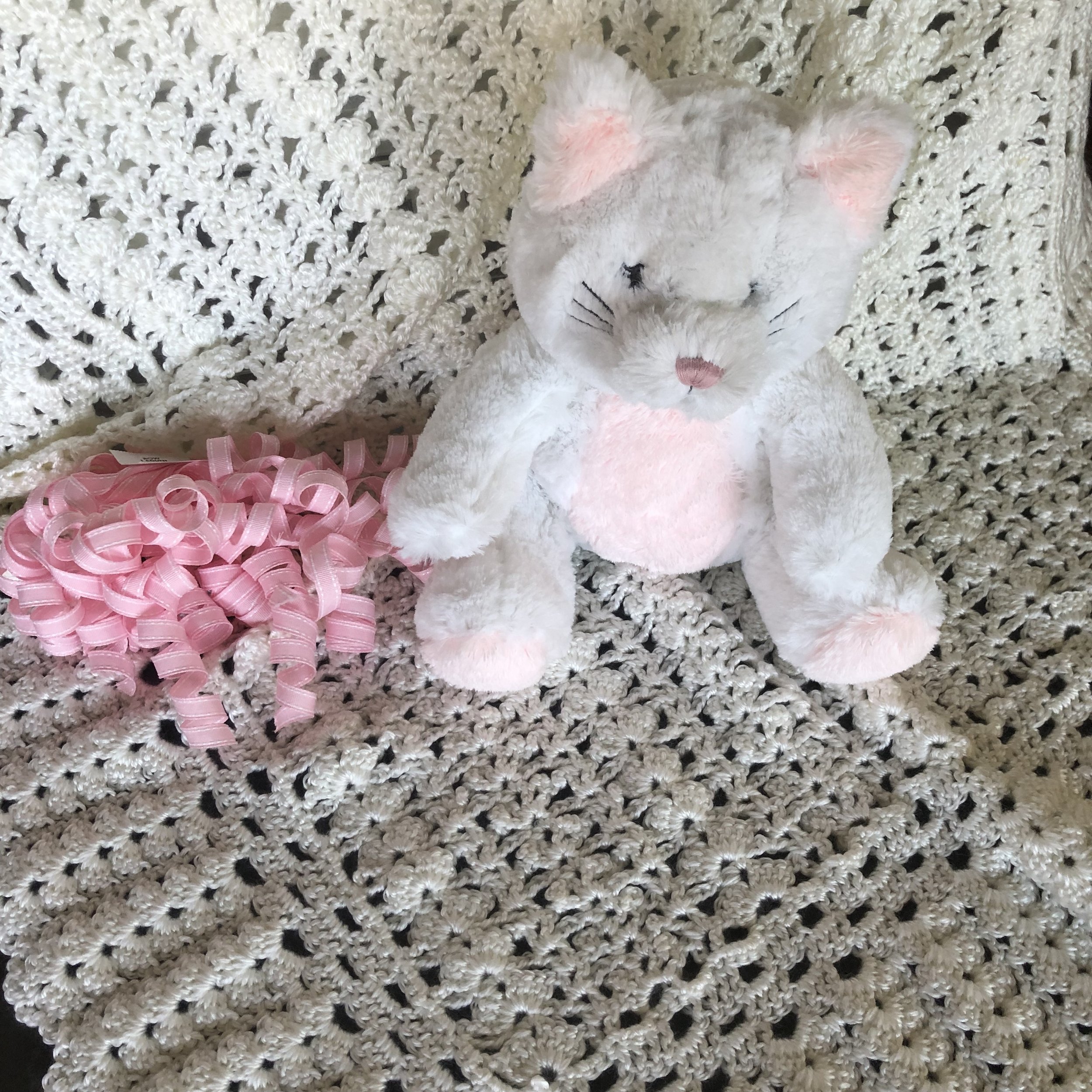 Item #C1013 - White Crochet Blanket 