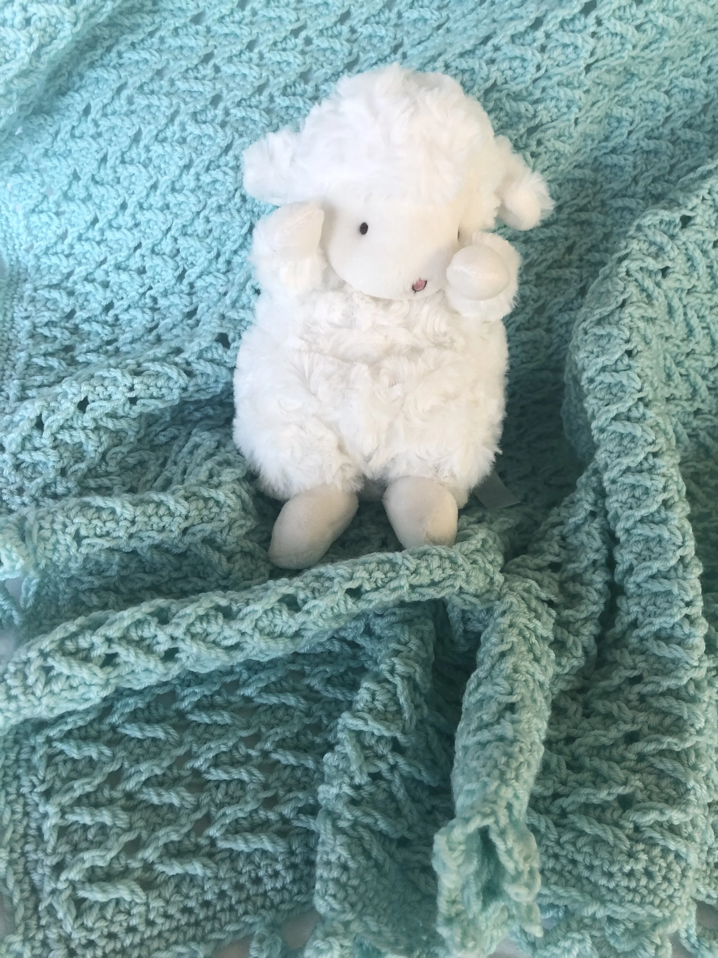 Item #E111 - Mint Green Crochet Blanket &amp; Booties